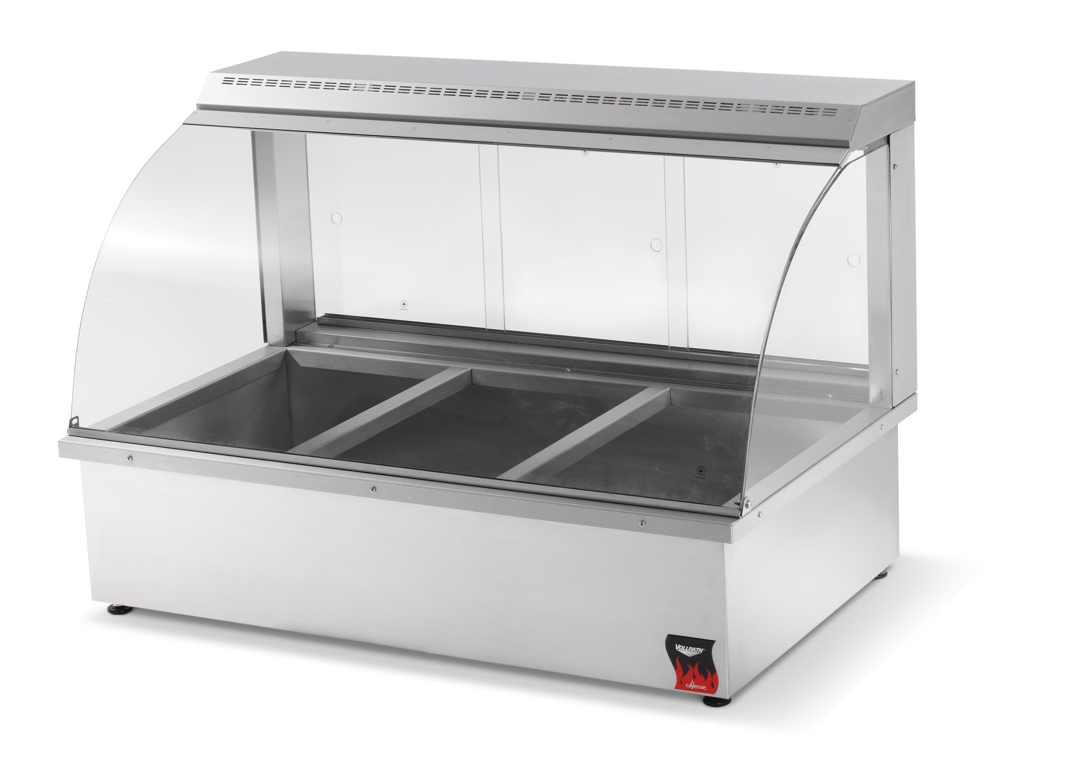 120-volt Cayenne® curved-front bain-marie heated display case with rear access
