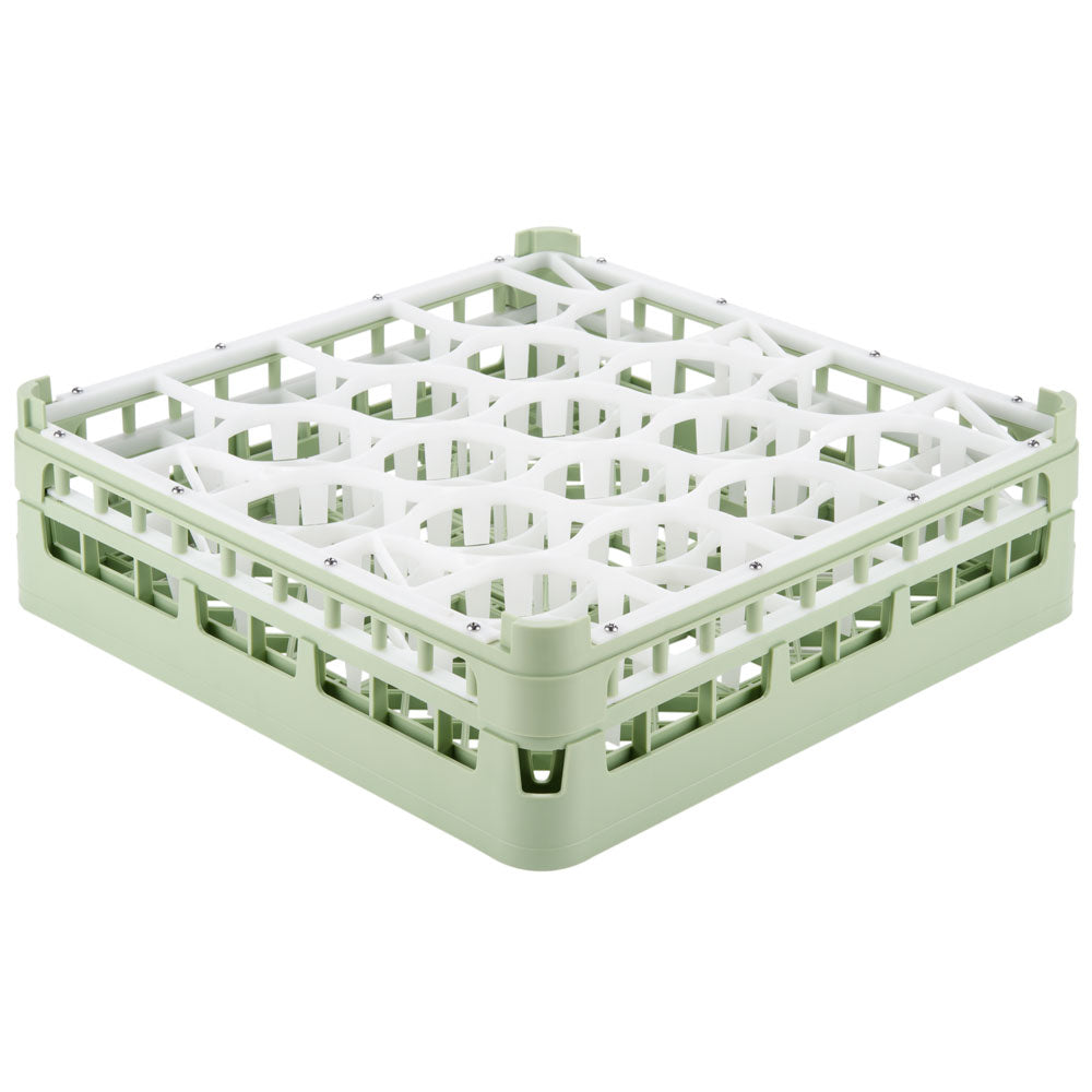 Signature Lemon Drop™ 20 compartment rack with medium height in Light Green and top extender in Light Green