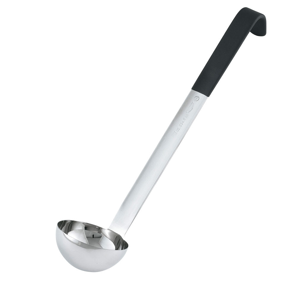 4-ounce stainless steel ladle with black Kool-Touch® handle
