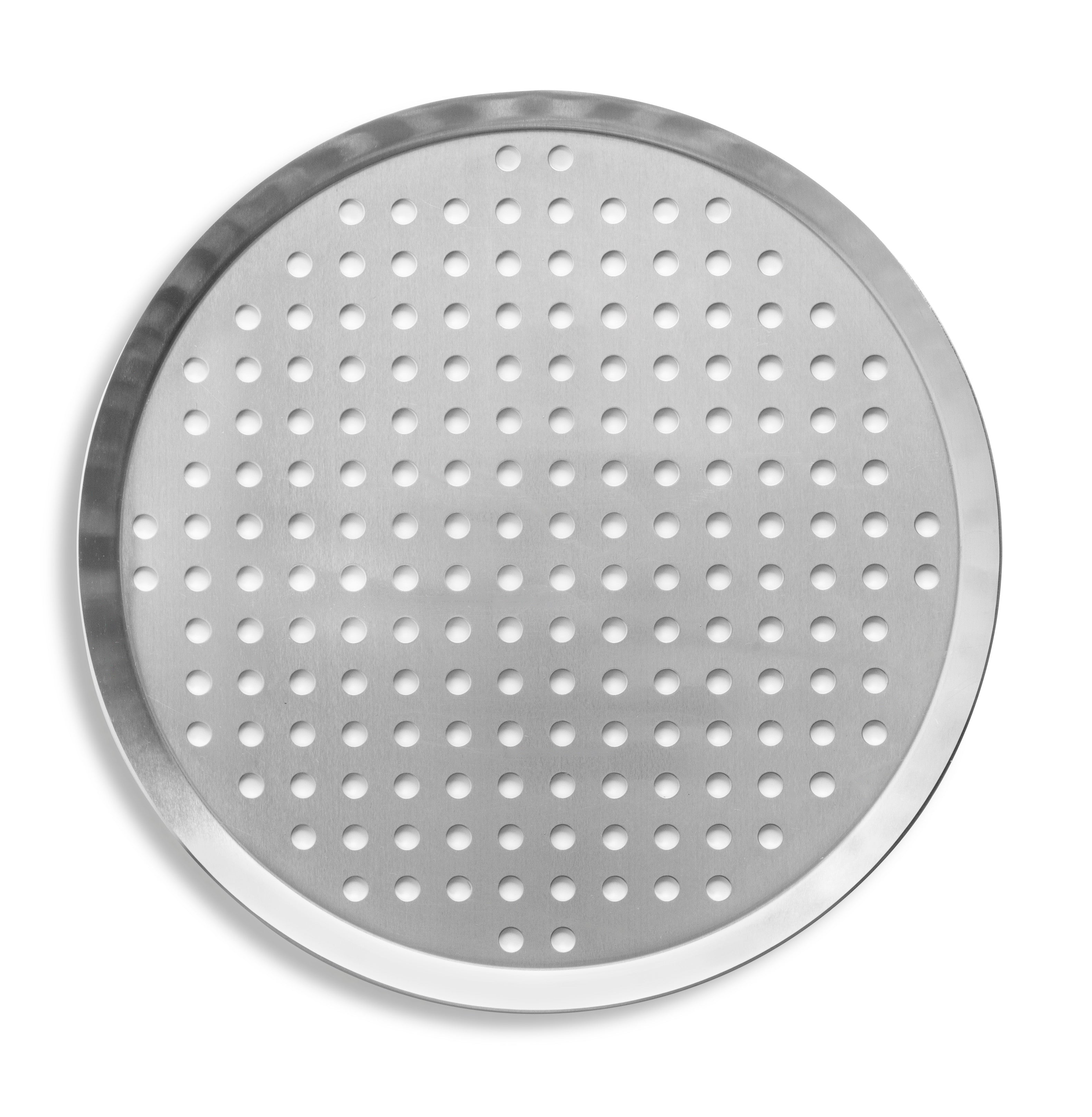 15" Perforated Press-Cut Pizza Pan in Natural Finish