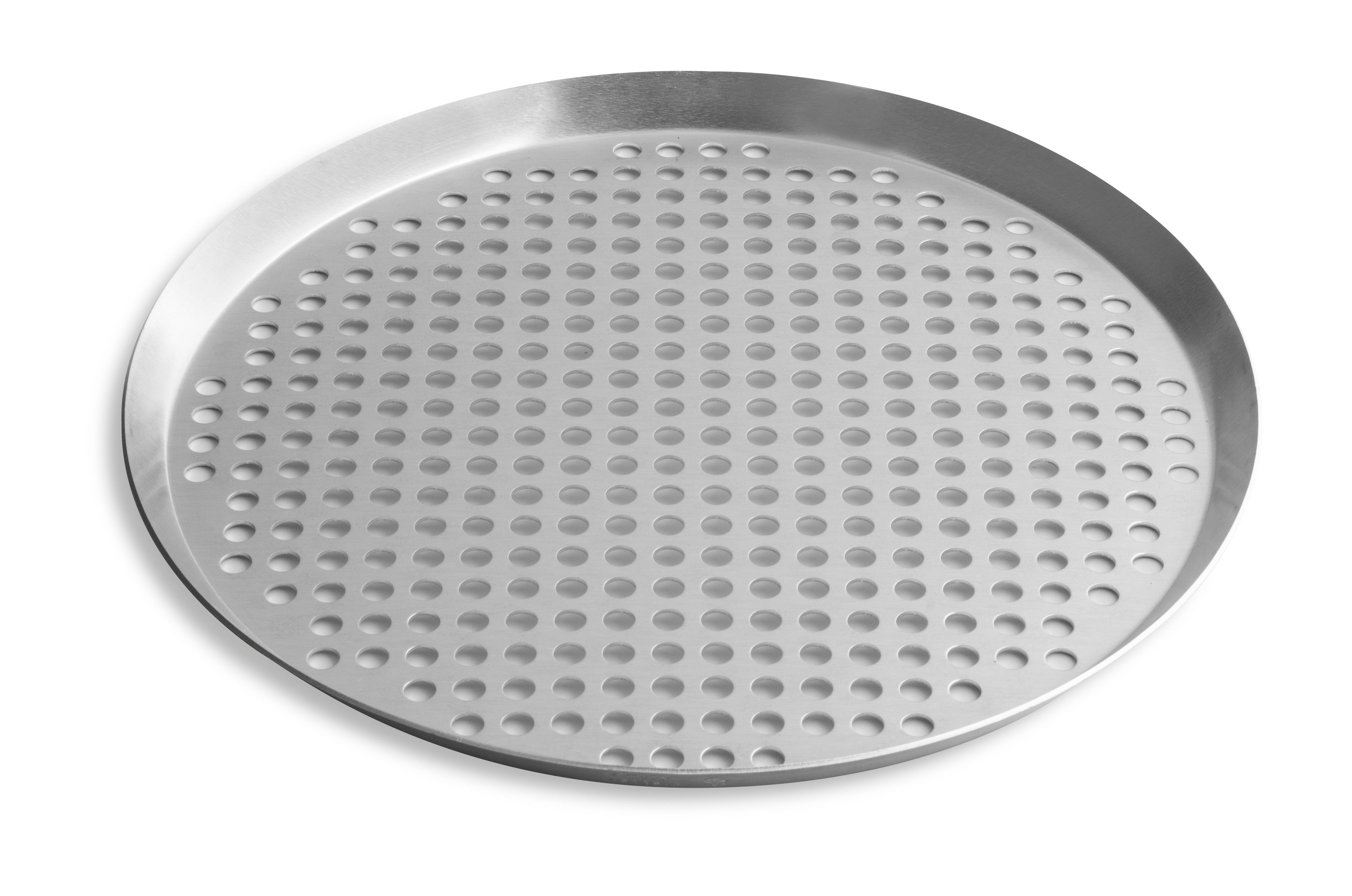 14" Extra-Perforated Press-Cut Pizza Pan in Natural Finish