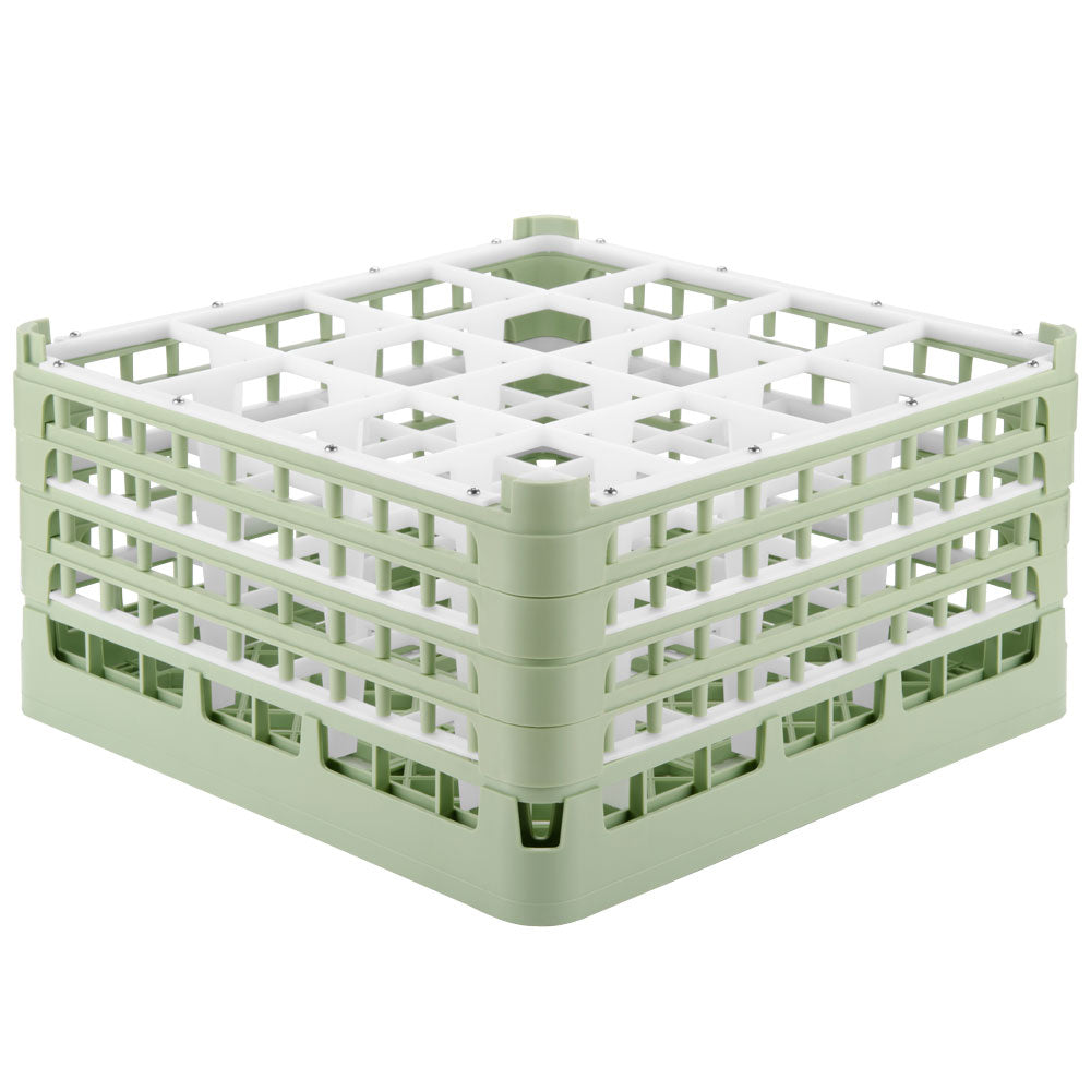 Full-size xx-tall 16-compartment Signature rack in light green with four light green extenders