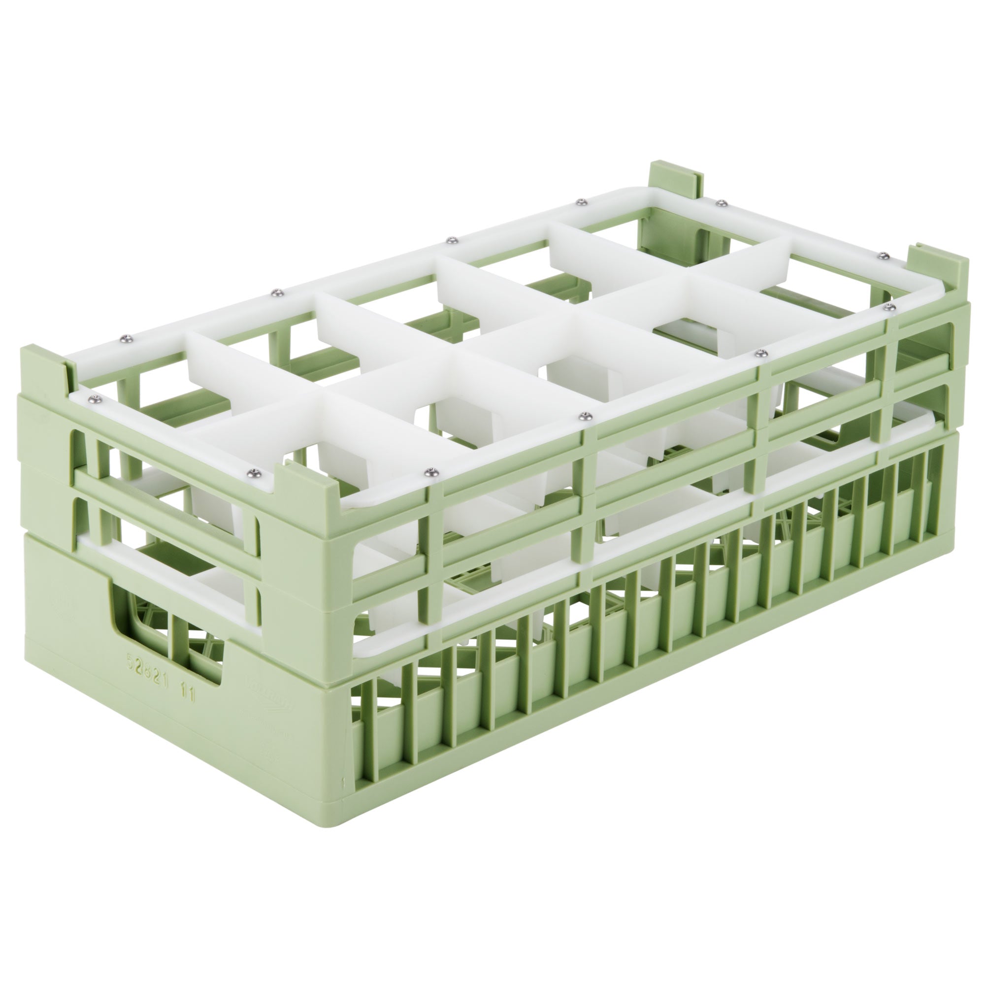 Signature half-size 10 compartment rack with tall height in Light Green and top extender in Light Green