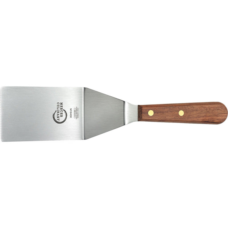Praxis® 4" x 2-1/2" Square Edge High Carbon Japanese Stainless Steel Turner with Rosewood Handle