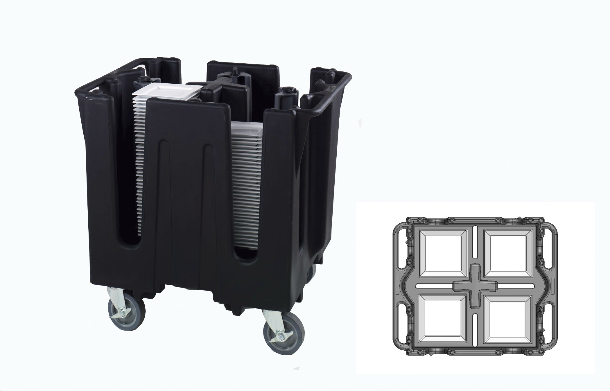 Traex® Adjustable Dish Caddy with 9 5⁄8 to 10 5⁄8 (24.4 to 27) square plates/bowls