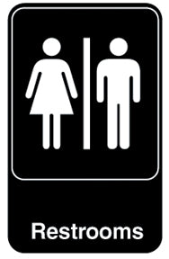 Symbol Sign - Restrooms Black with White