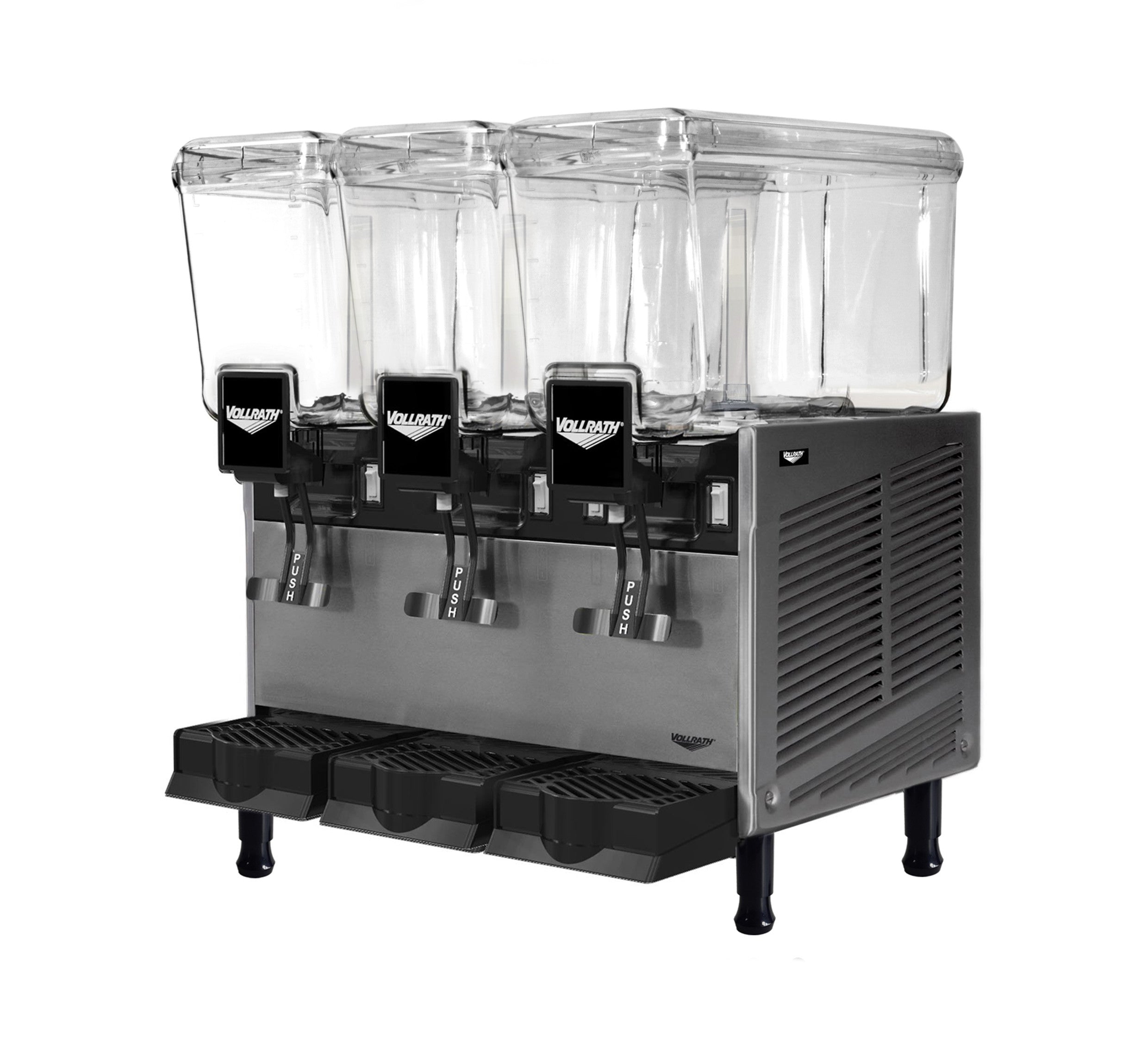 Refrigerated Beverage Dispenser with Three 3.17-Gallon Bowls and Fountain Spray Circulation, 115V