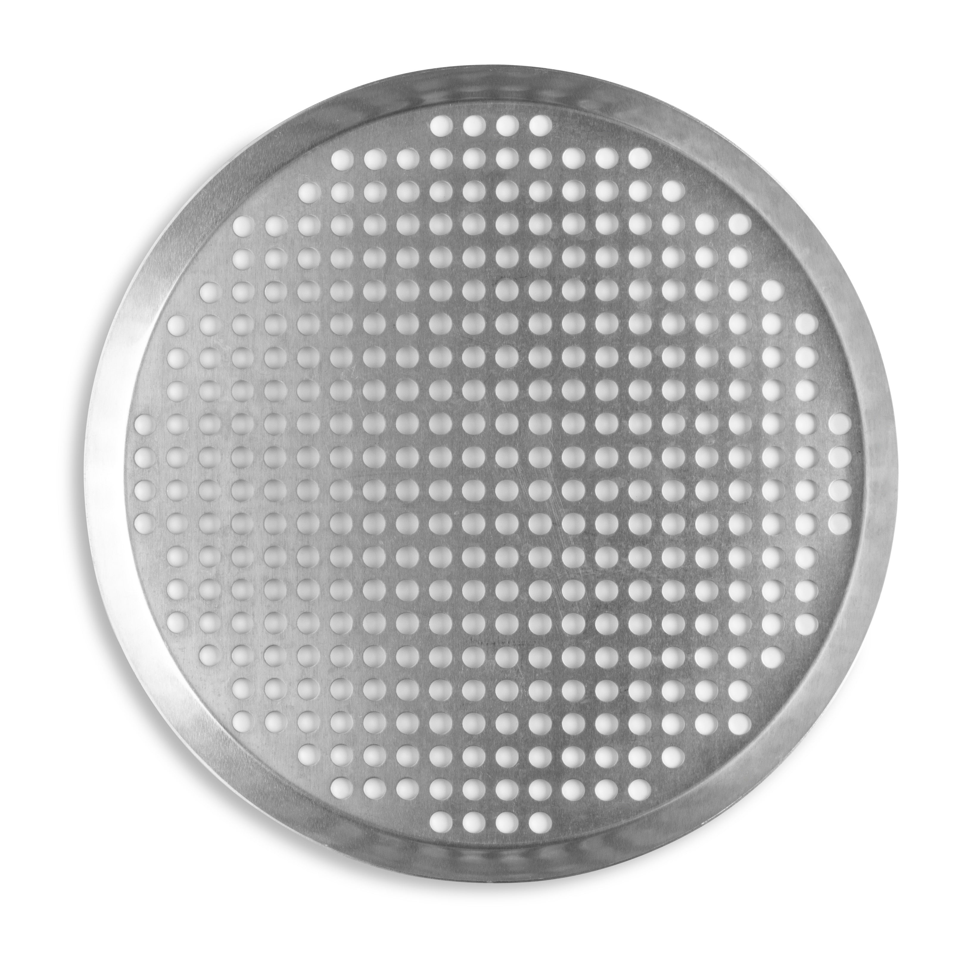 18" Extra-Perforated Press-Cut Pizza Pan in Natural Finish