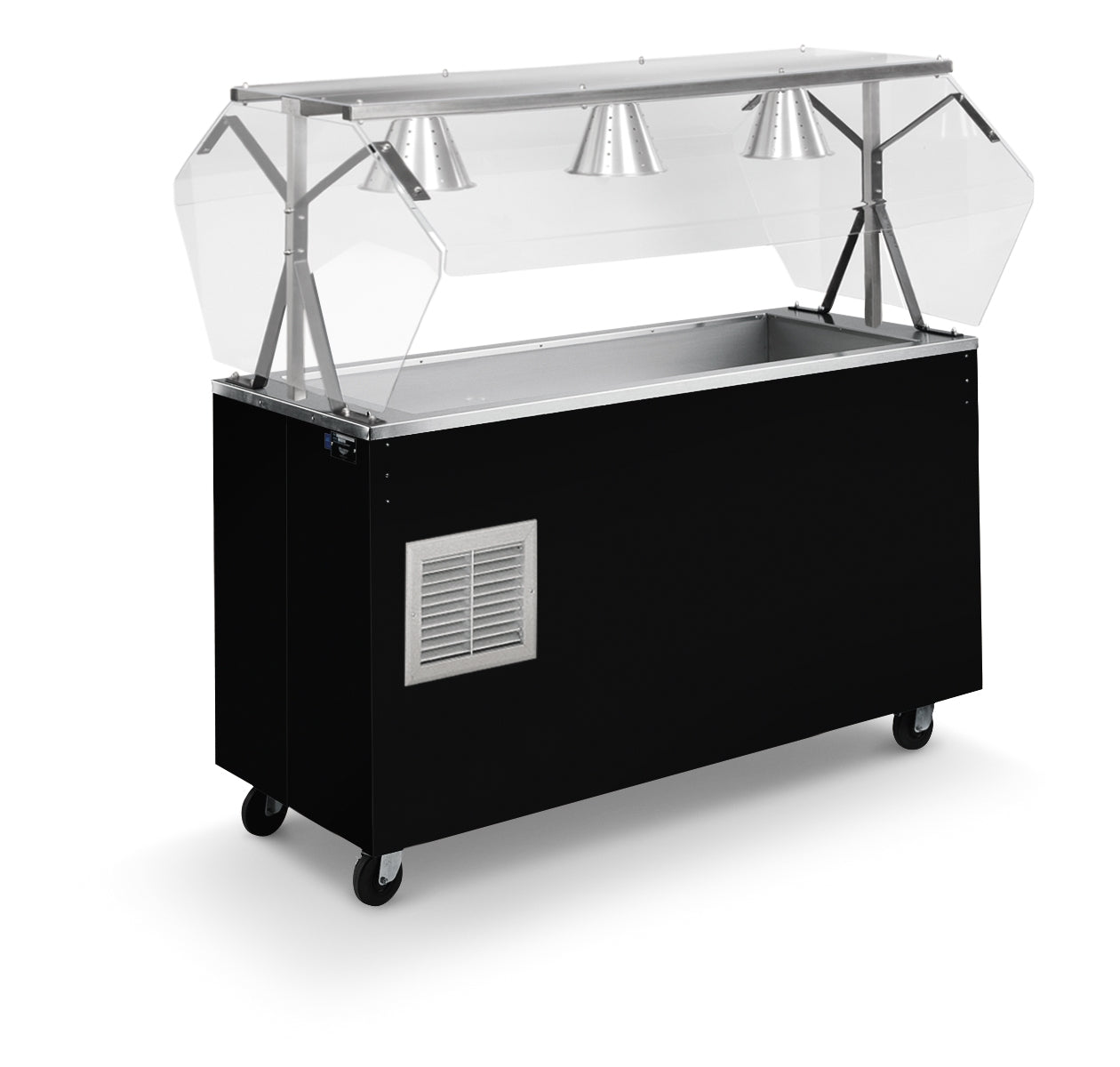 46-inch 2-Series Affordable Portable™ Refrigerated Cold Food Station with open storage in granite - Holds 3 pans