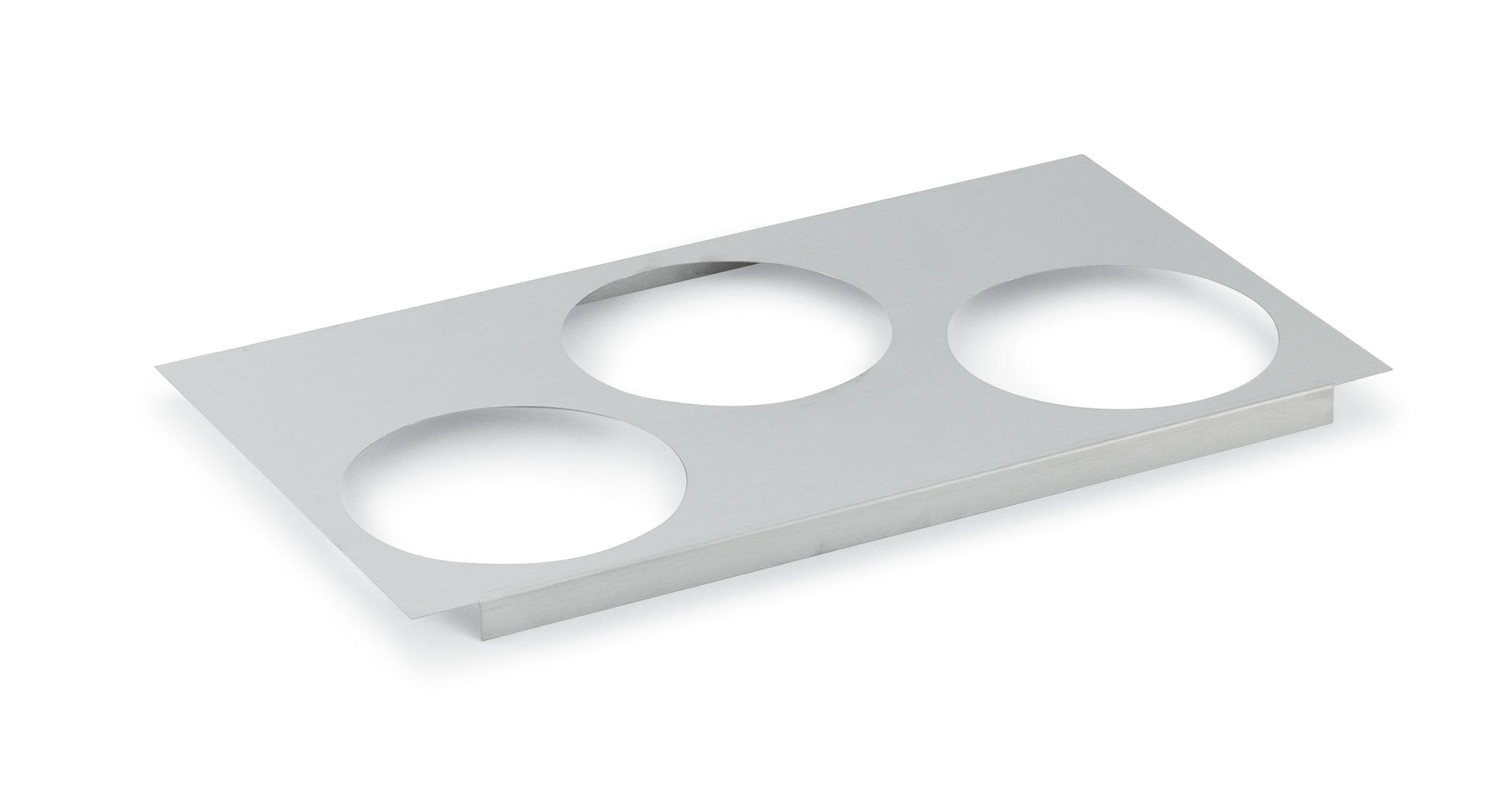 Three-opening stainless steel adapter plate for 4 1/8-quart insets