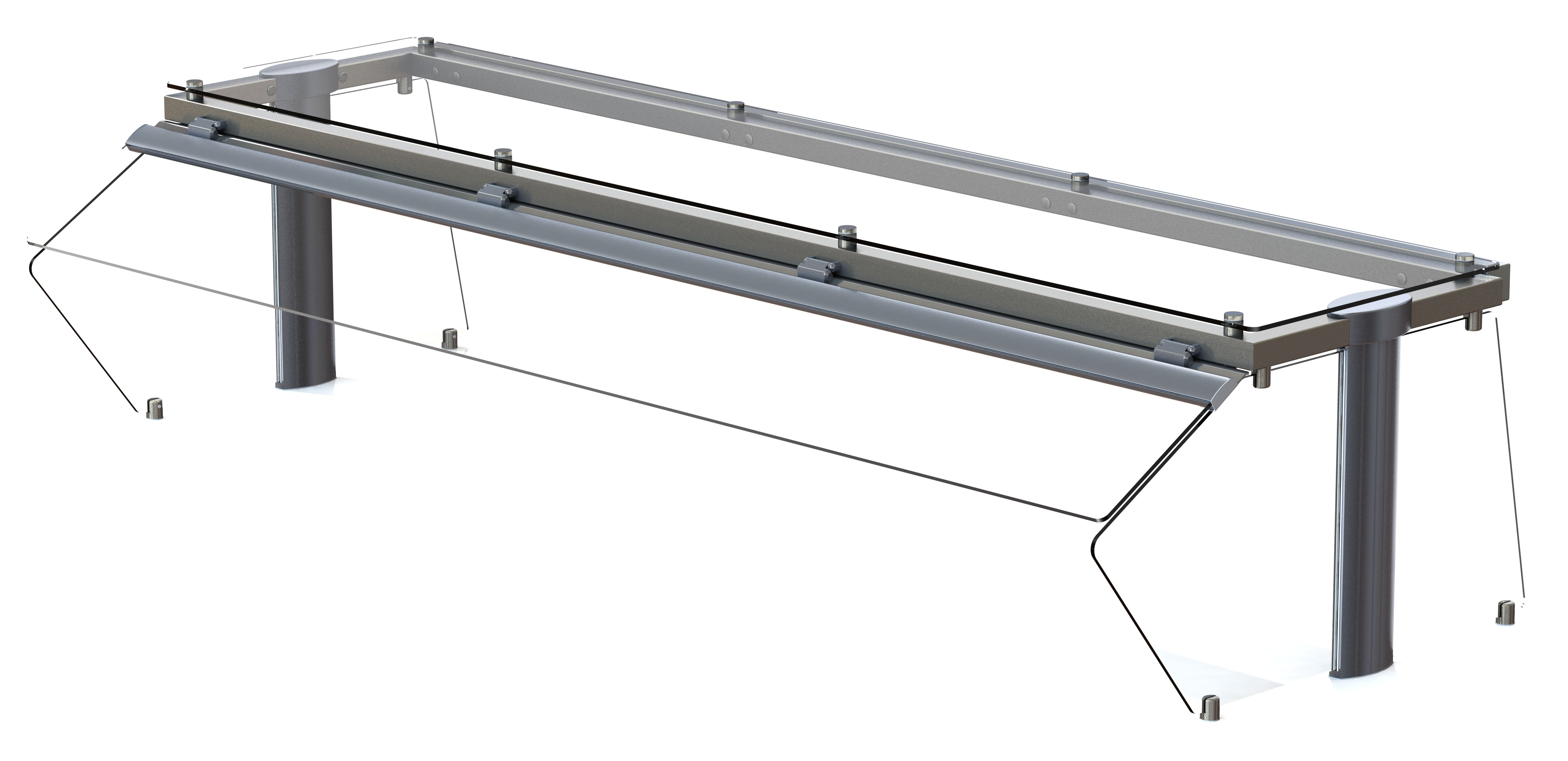 33-inch-wide Single-Sided Low Profile Hinged Glass Buffet Breath Guards with Top Shelf 2-Well/Pan - Low Profile Breath Guard