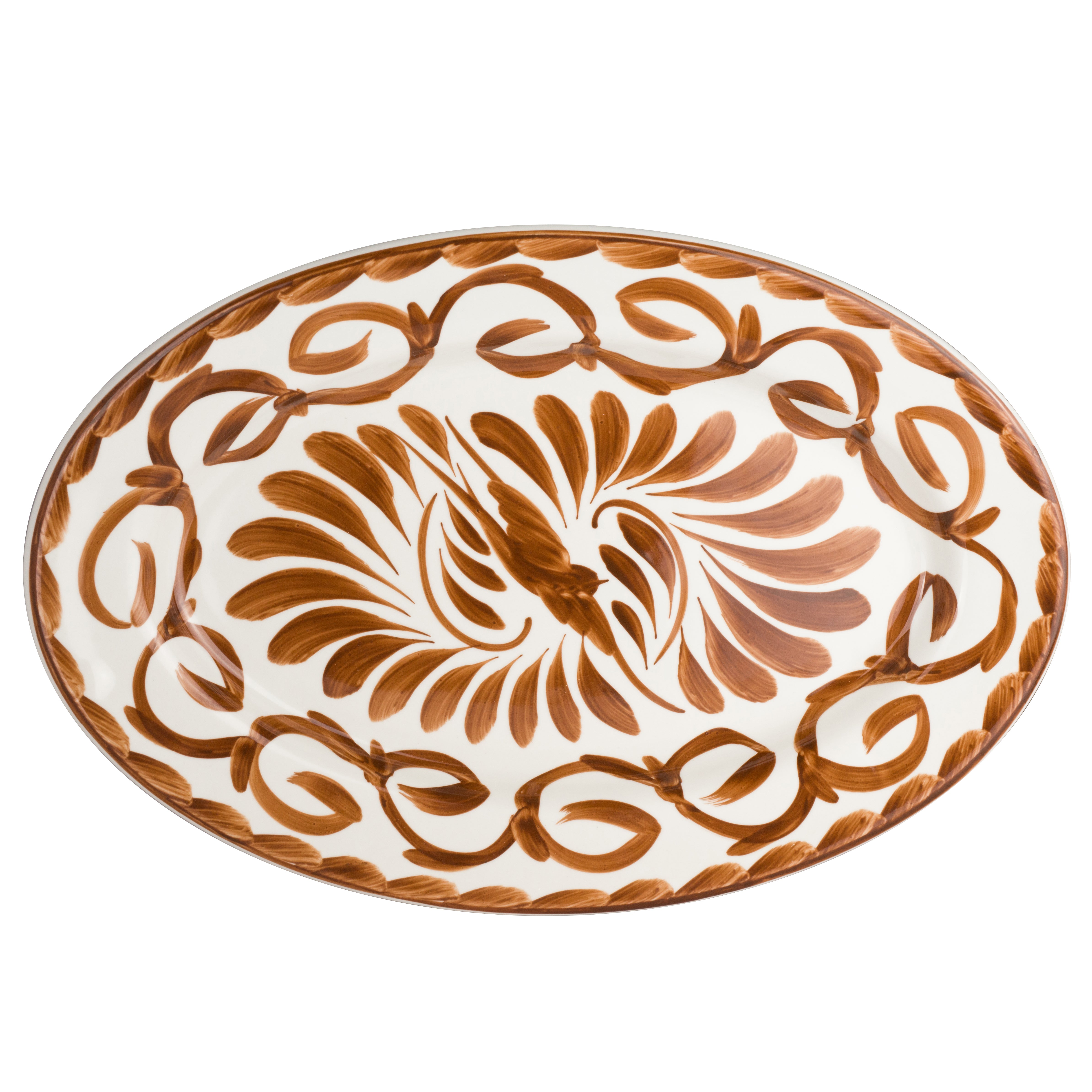Rolled Edge Oval Platter L 12.25" W 9.125" Puebla Brown
