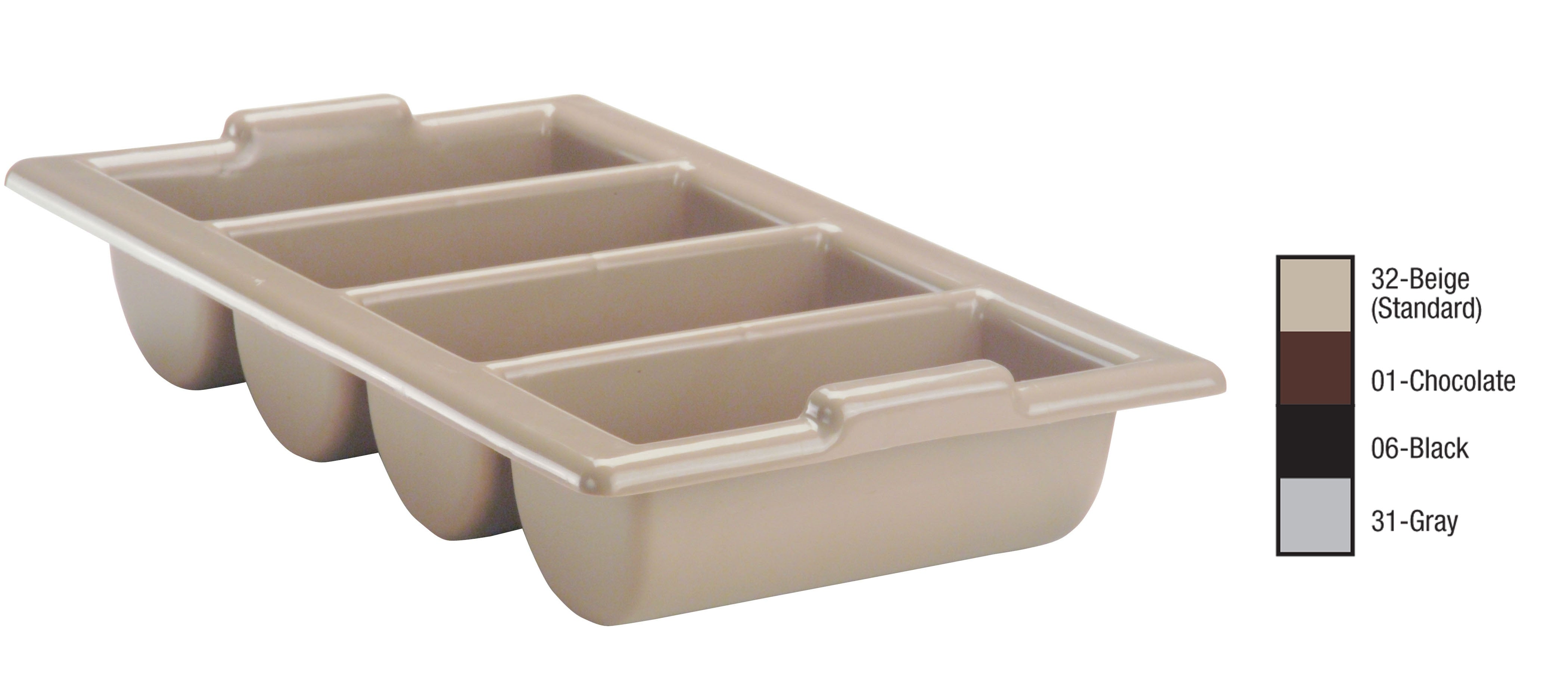 Four-compartment Traex® cutlery box in gray