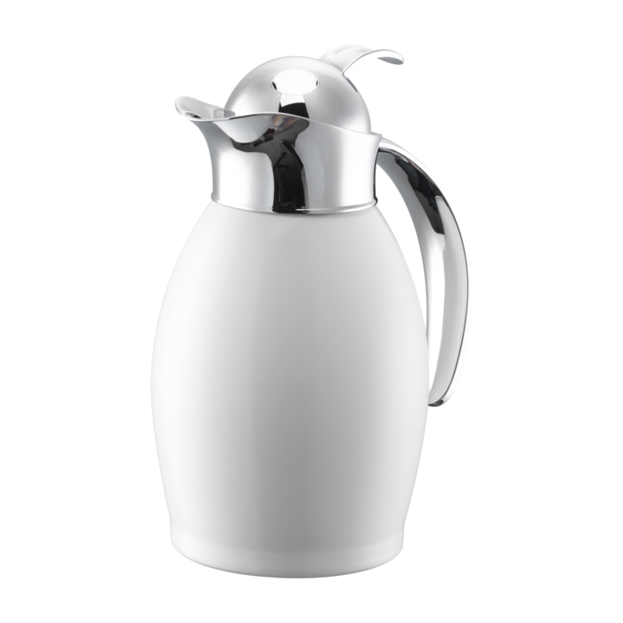Stainless Vacuum-Insulated Carafe with Push-Button Lid, 0.6-Liter, White
