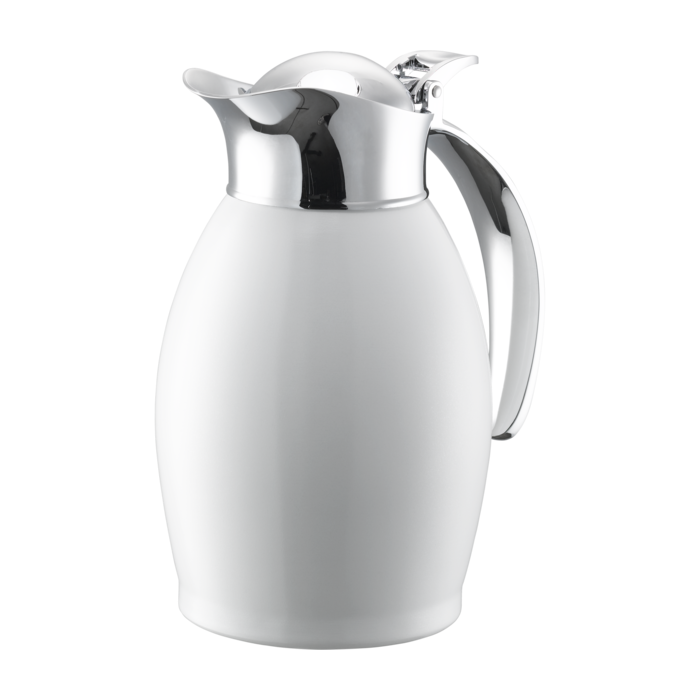 Stainless Vacuum-Insulated Carafe with Flip-Top Lid, 0.6-Liter, White