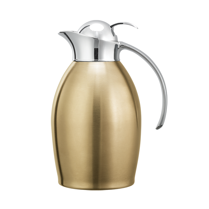 Vacuum-Insulated Carafe with Push-Button Lid, 1-Liter, Vintage Gold