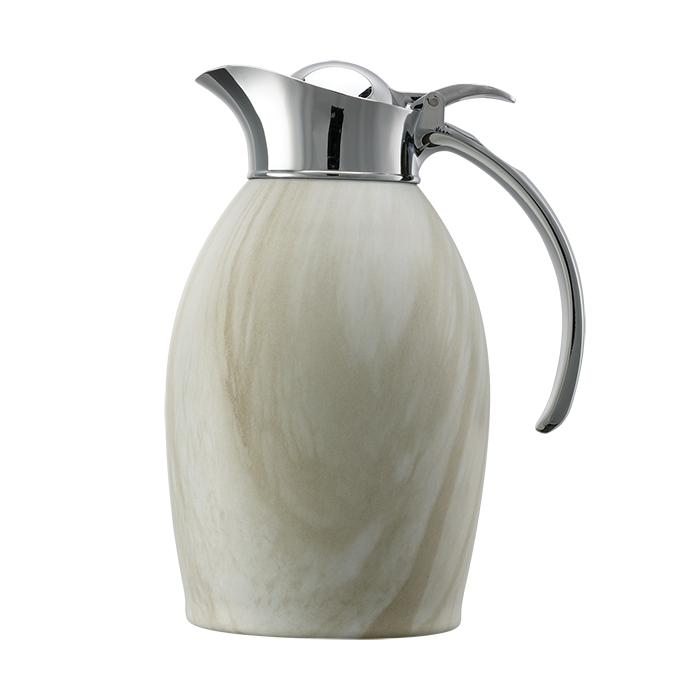 Vacuum-Insulated Carafe with Flip-Top Lid, 1-Liter, White Marble
