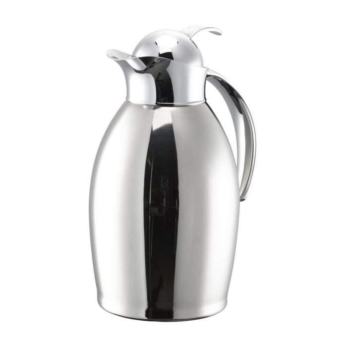 Vacuum-Insulated Carafe with Push-Button Lid, 1-Liter, Silver