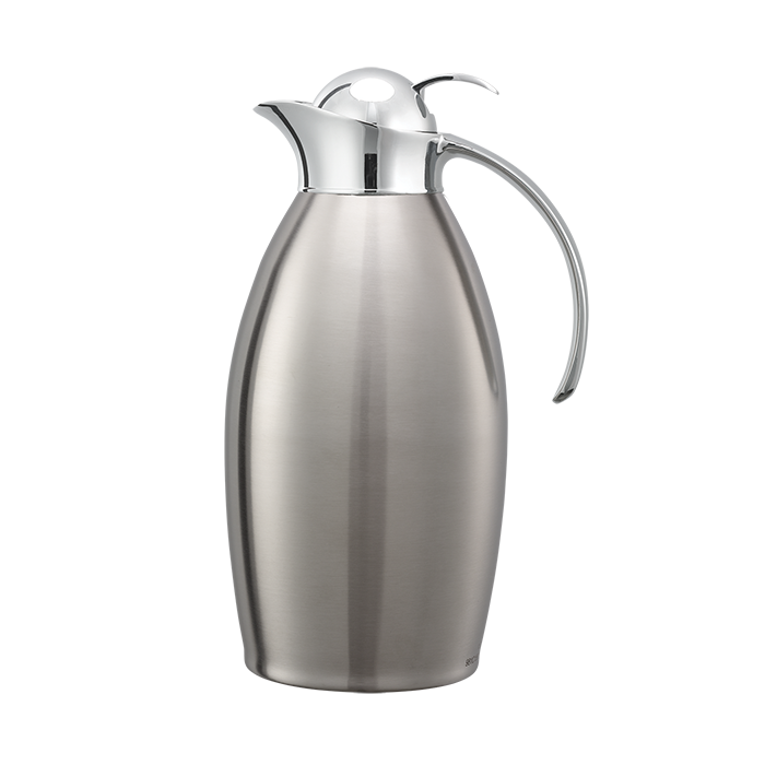 Vacuum-Insulated Carafe with Push-Button Lid, 1.5 L, Silver with Polished Accents