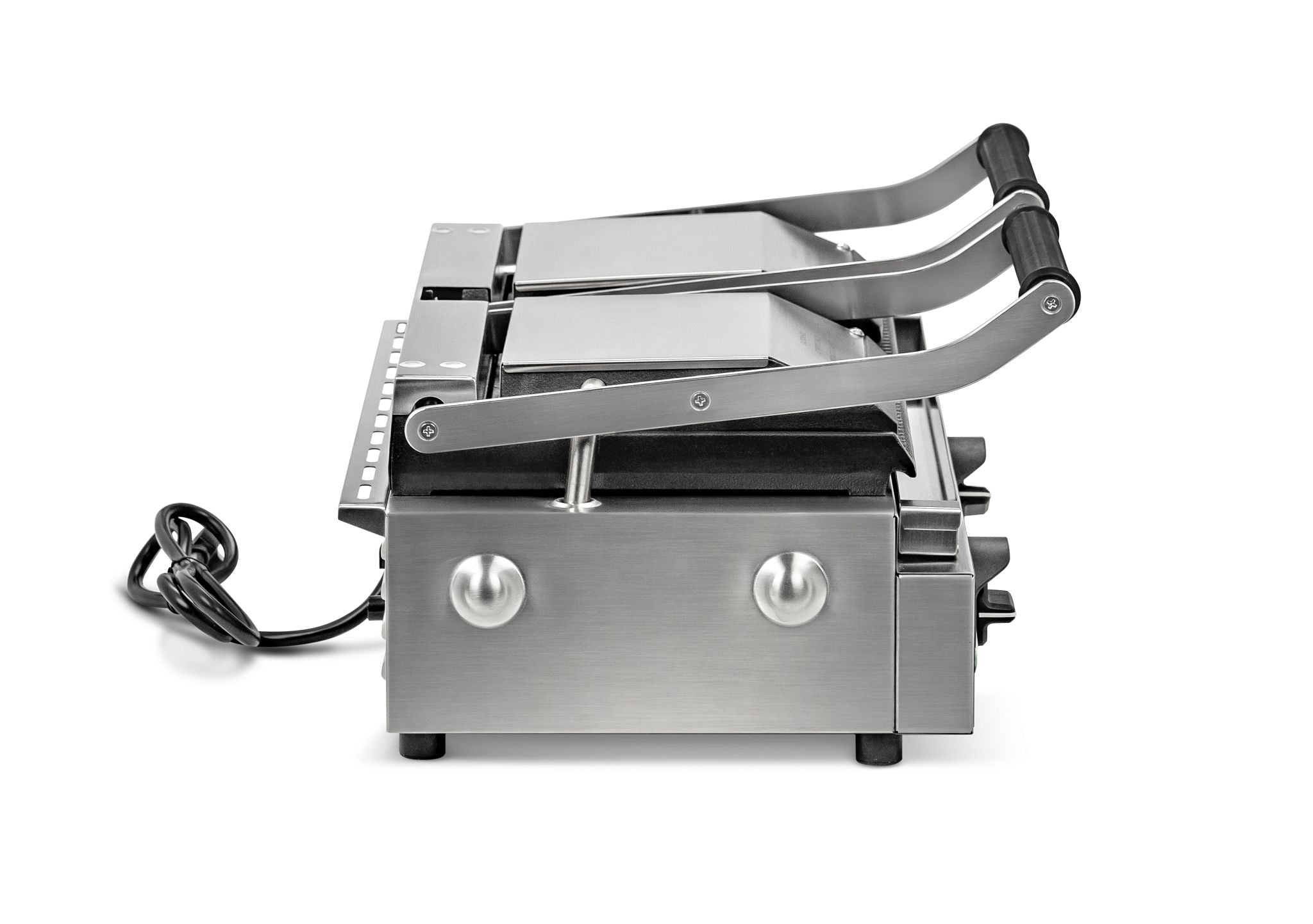 208- To 240-Volt Double Panini Sandwich Grill with Cast-Iron Grooved Plates and Nema 6-20p Plug