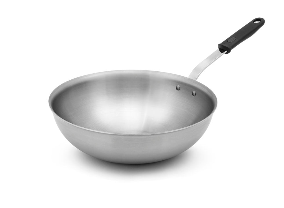 Vollrath 14-inch Tribute® 3-ply heavy-duty stir-fry pan with silicone handle 702114