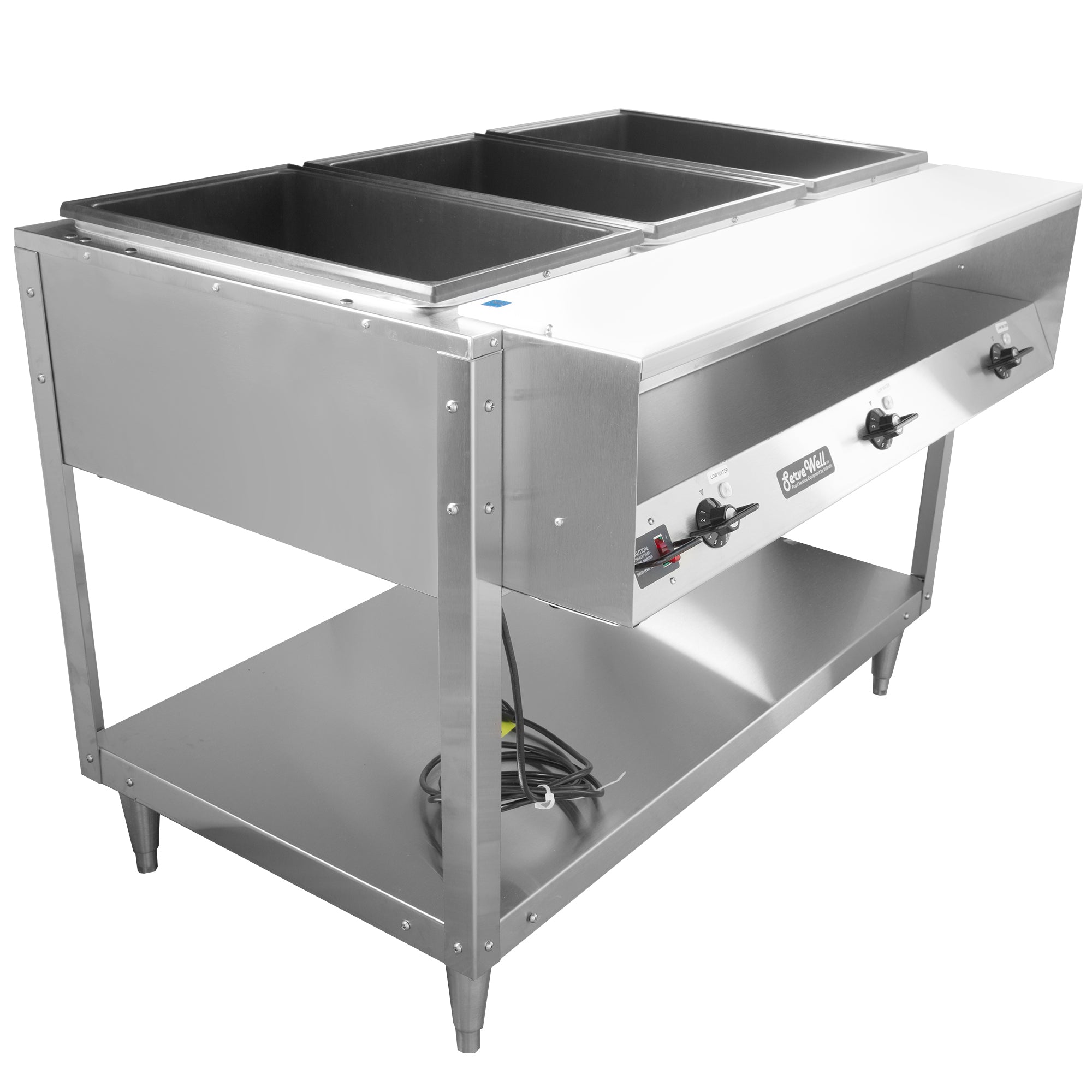 120-volt 1440-watt three-well Servewell® stainless steel hot-food table