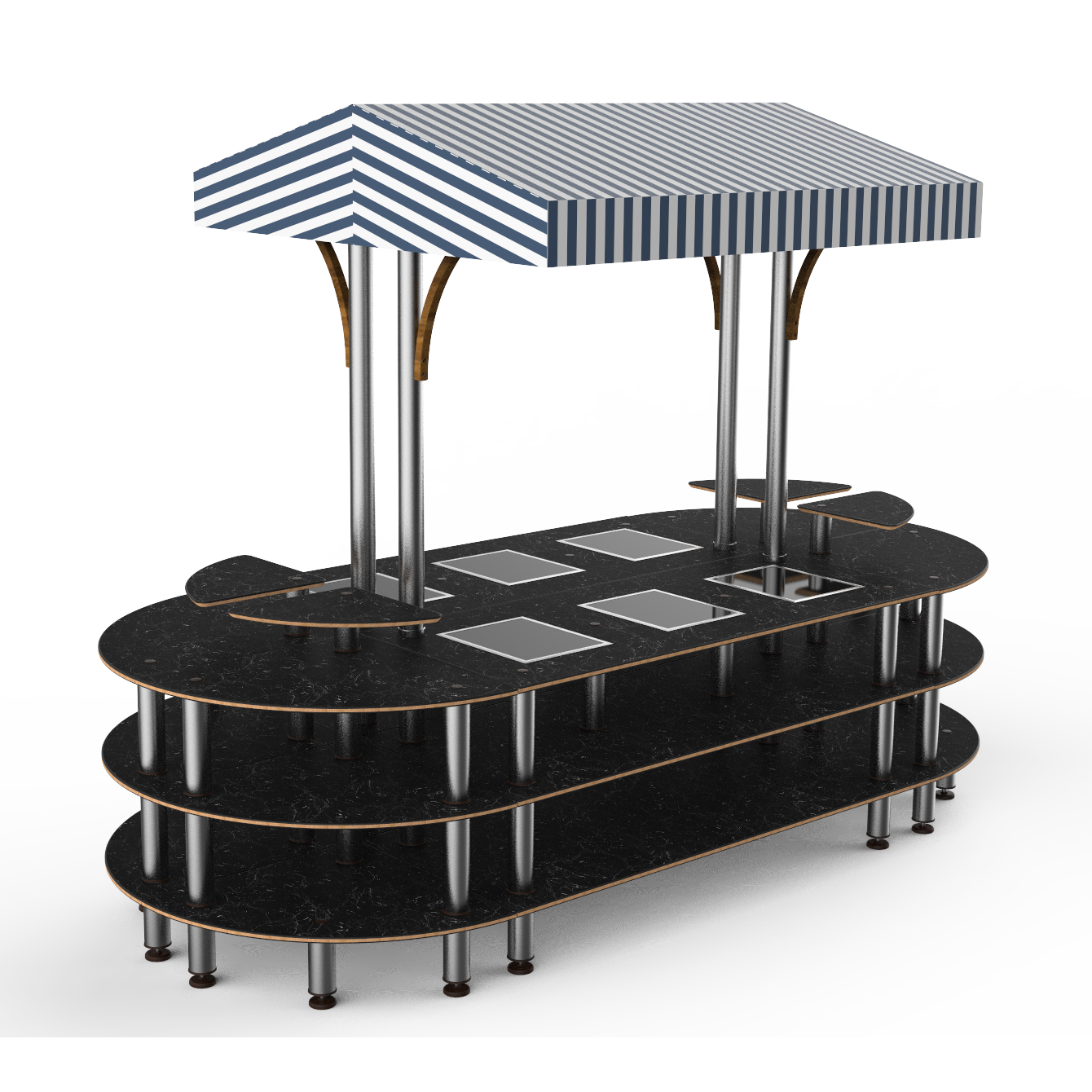 Round Warming Induction Market Station L 130.0" W 59.0" Modular