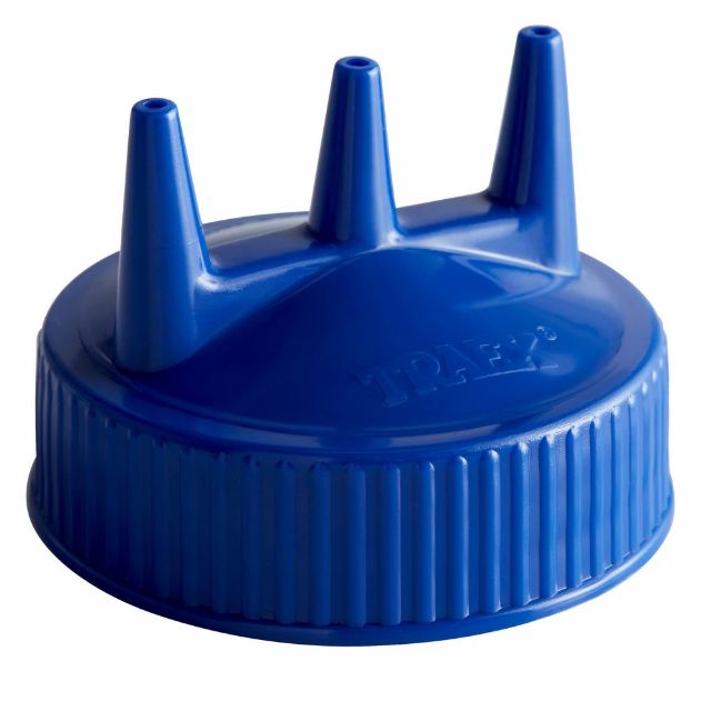 Traex® wide-mouth squeeze dispenser triple-tip replacement cap in blue