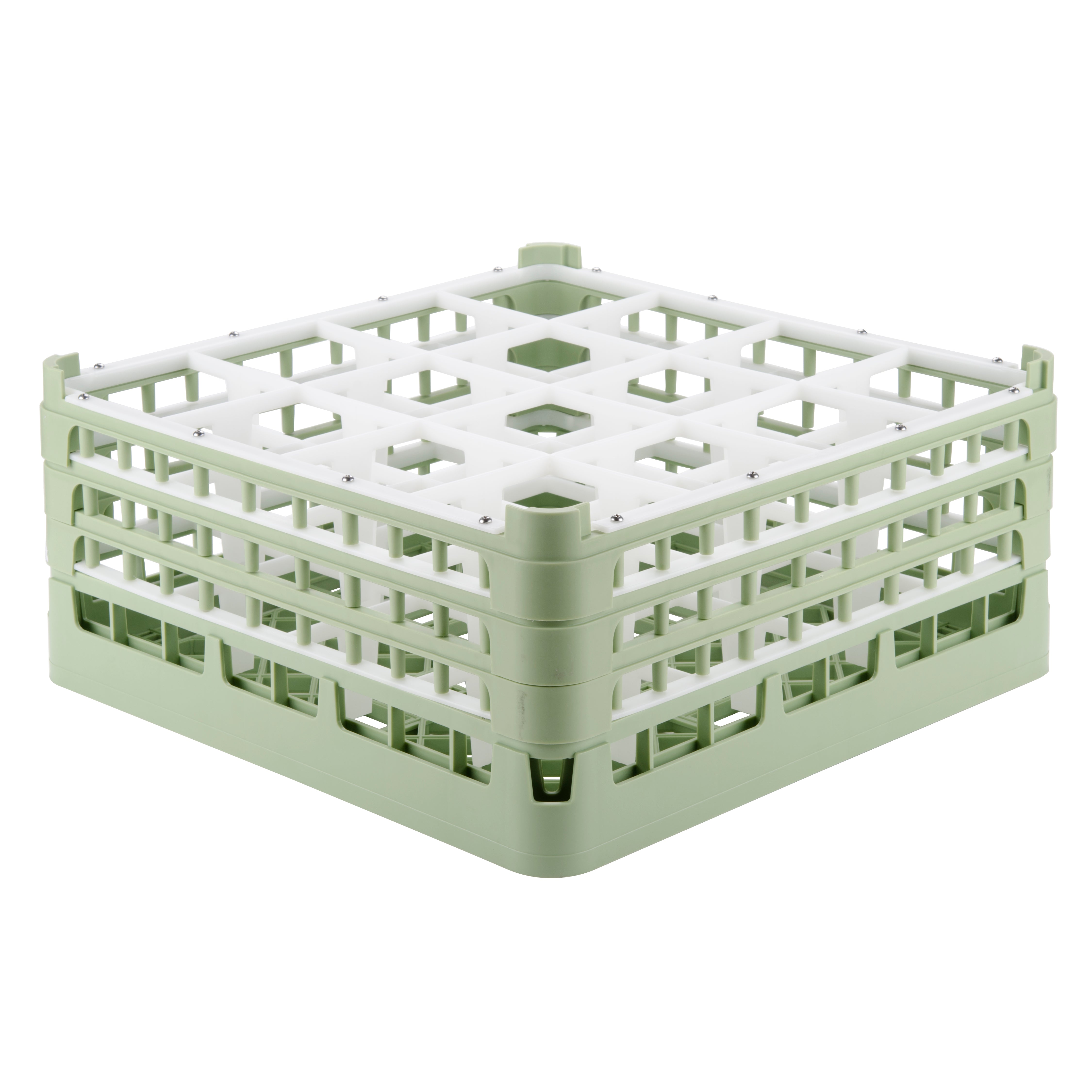 Full-size extra-tall 16-compartment Signature rack in light green with three light green extenders