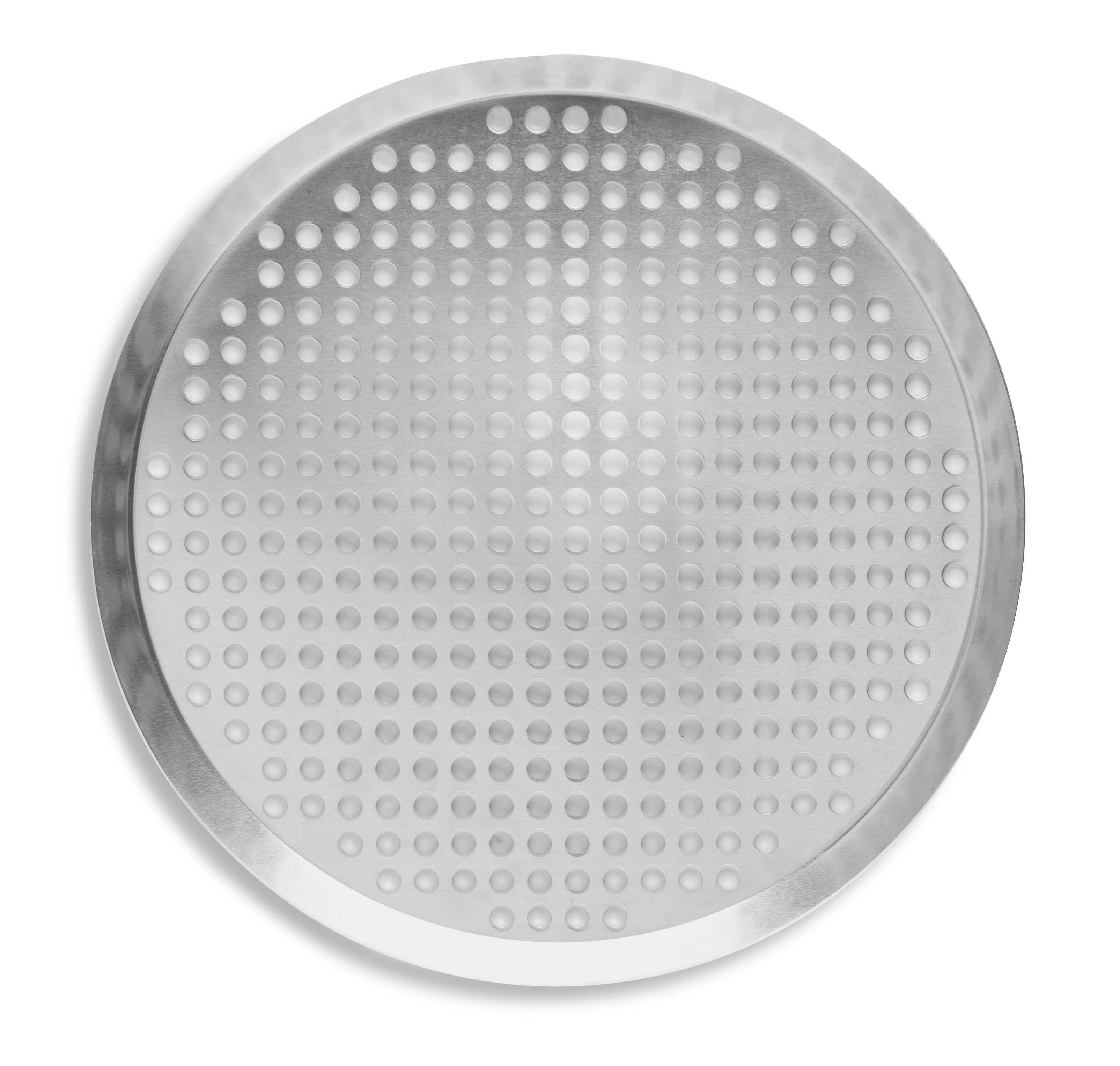 14" Extra-Perforated Press-Cut Pizza Pan in Natural Finish