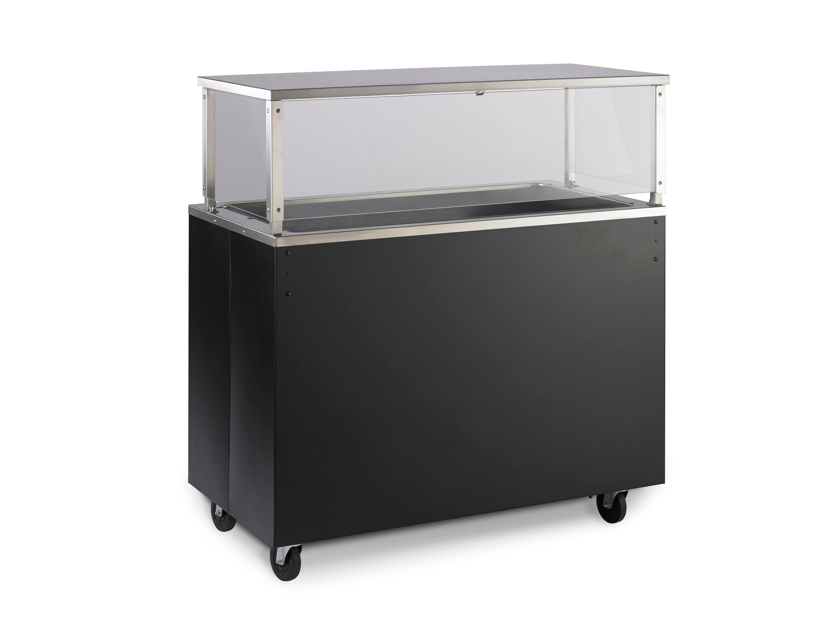 46-inch 2-Series Affordable Portable™ Utility Station with storage base and door in brushed aluminum