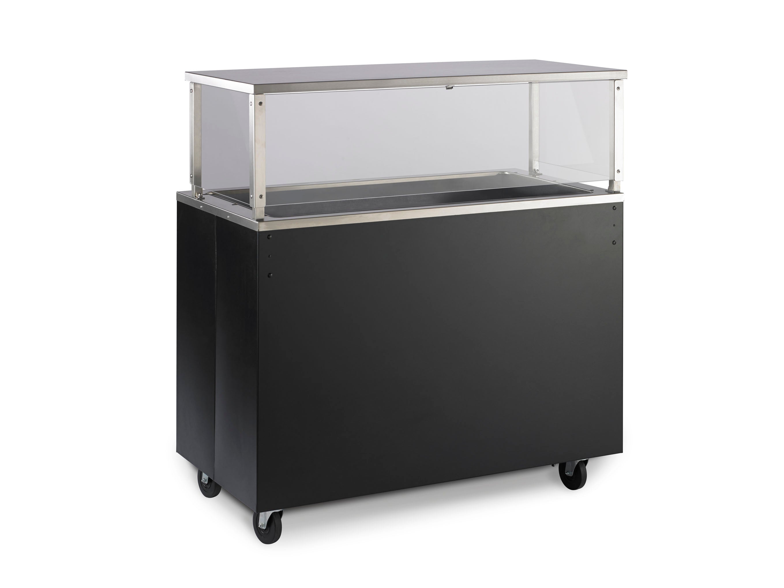 60-inch 2-Series Affordable Portable™ Cold Food Station with storage base and door in black