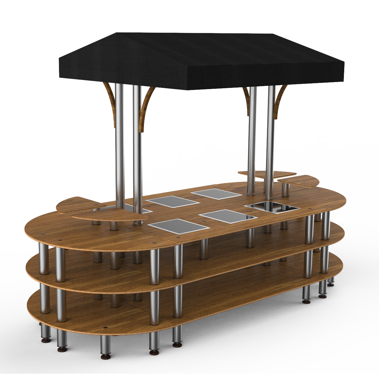 Round Warming Induction Market Station L 130.0" W 59.0" Modular