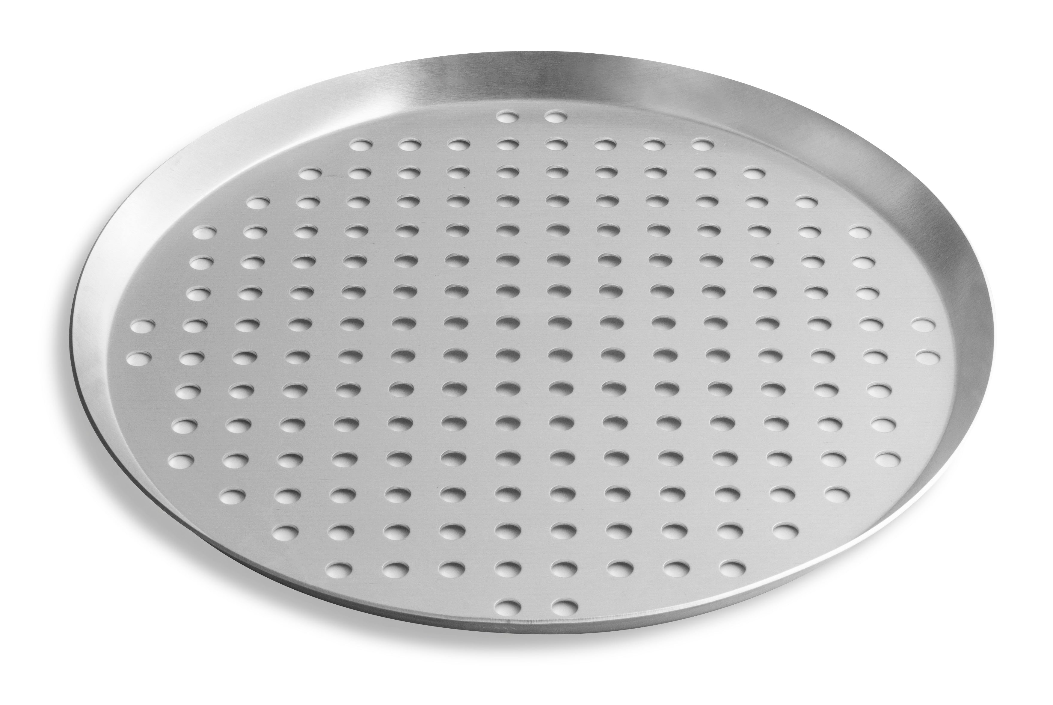 16" Perforated Press-Cut Pizza Pan in Natural Finish