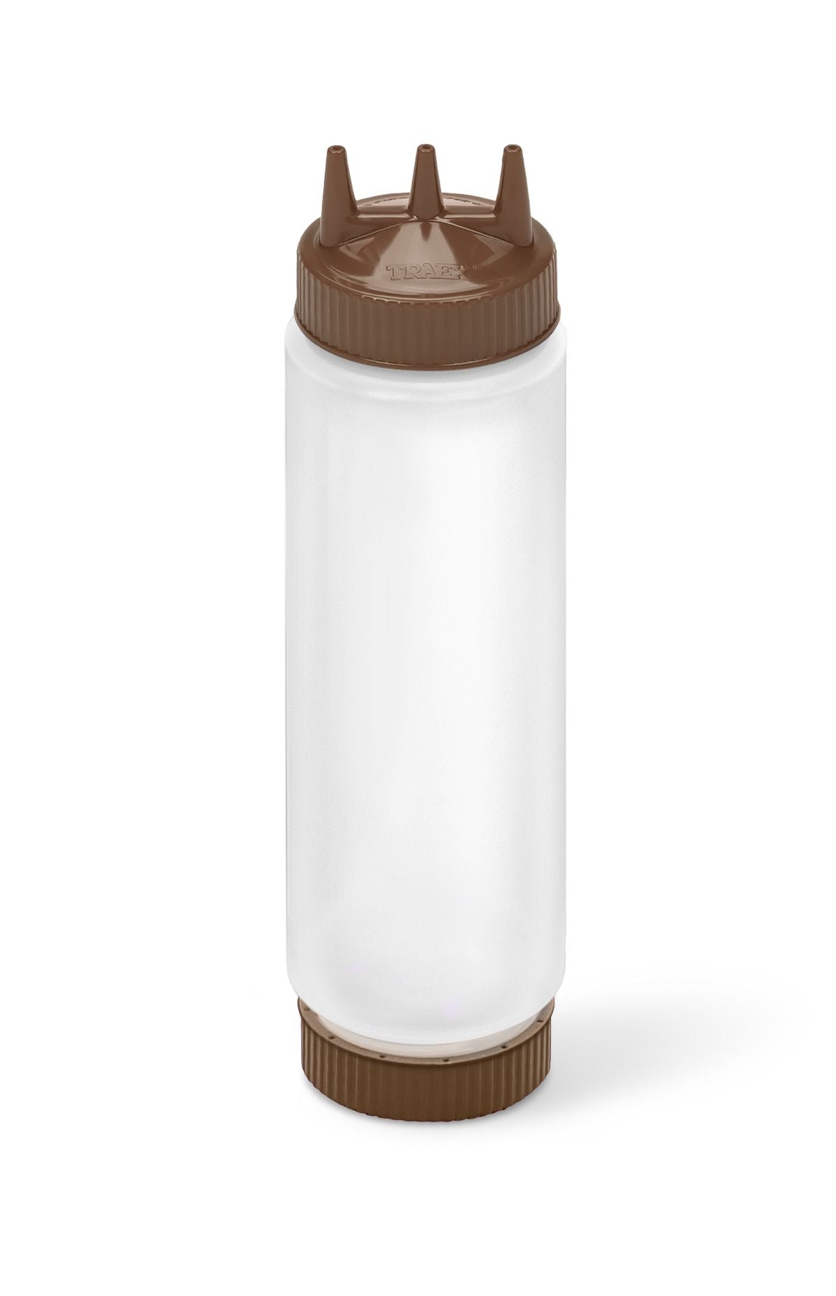 24 oz. Traex® Fifo Clear Squeeze Dispenser with Brown Tri Tip™ and Base Cap
