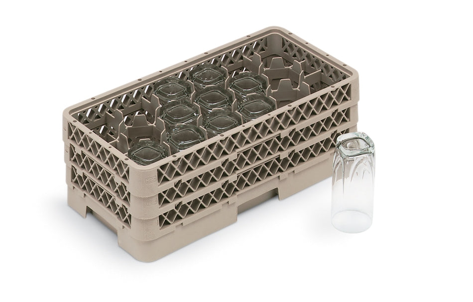 Traex® Half-Size 17-Compartment Square Glass Rack 6-1/2" Inside Height with One Extender