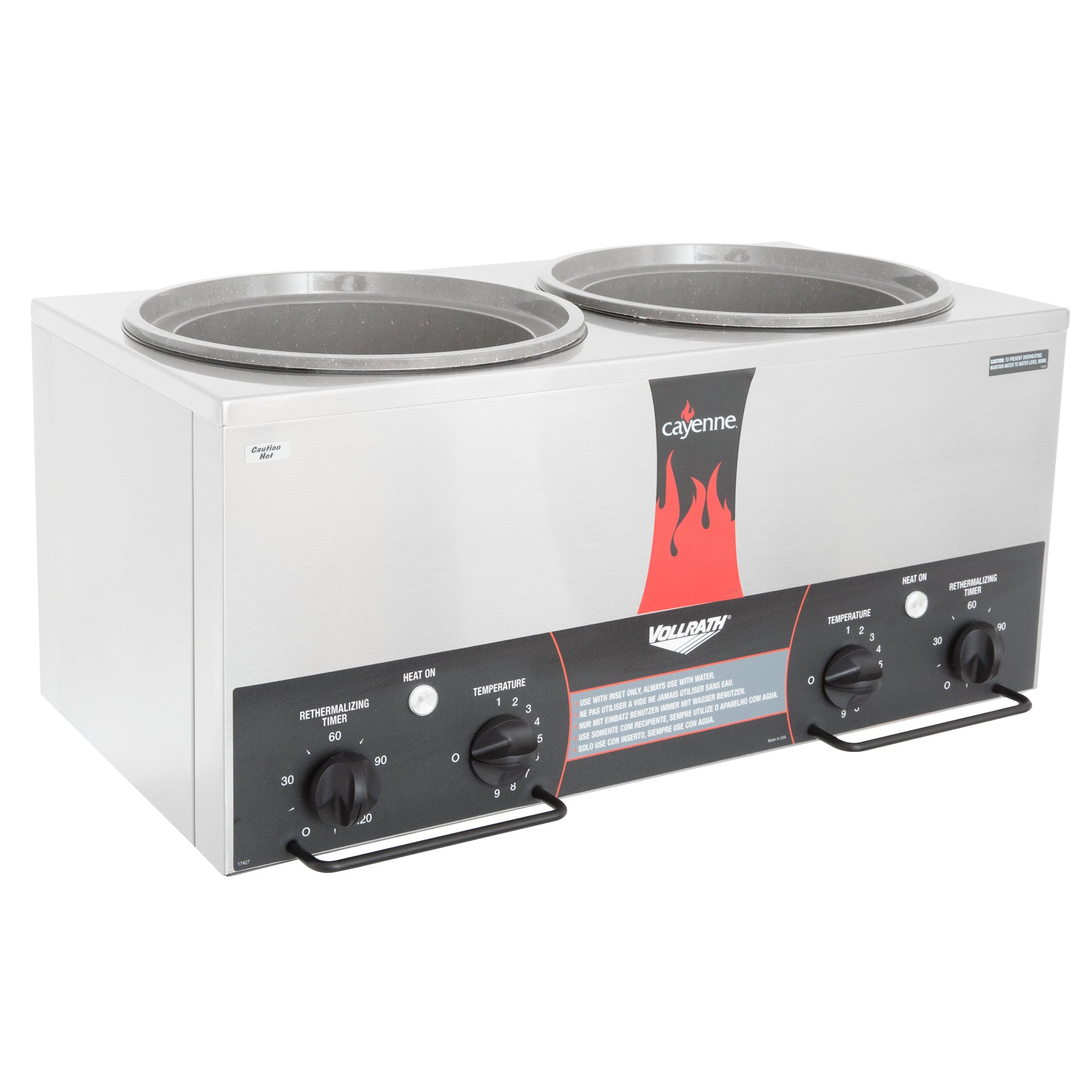 Twin-well 120-volt Cayenne® model TW-27R rethermalizer designed for two 7-quart insets - Model TW-27R Twin Well 7 qt. Rethermalizer