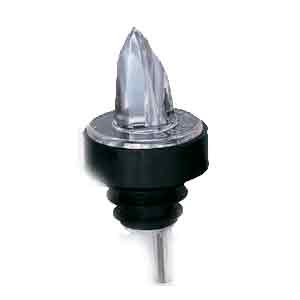 Liquid Pourer with Poly-Kork, Clear with Black Collar