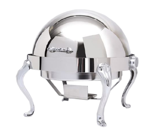 Queen Anne 8 Quart Round Chafing Dish w/ Roll Top Cover, Brushed Stainless Steel