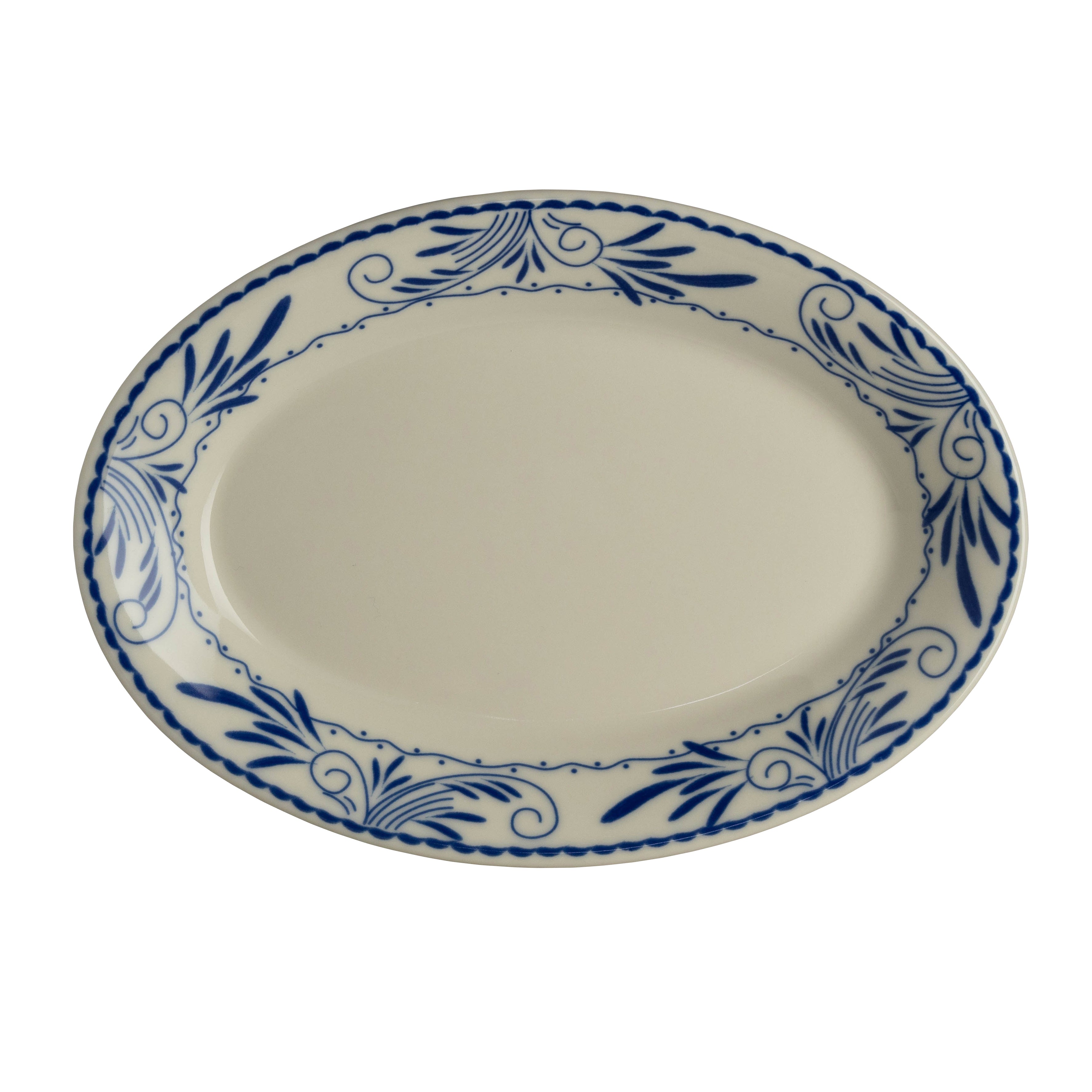 Rolled Edge Oval Platter L 8.12" W 5.63" Blue Mex