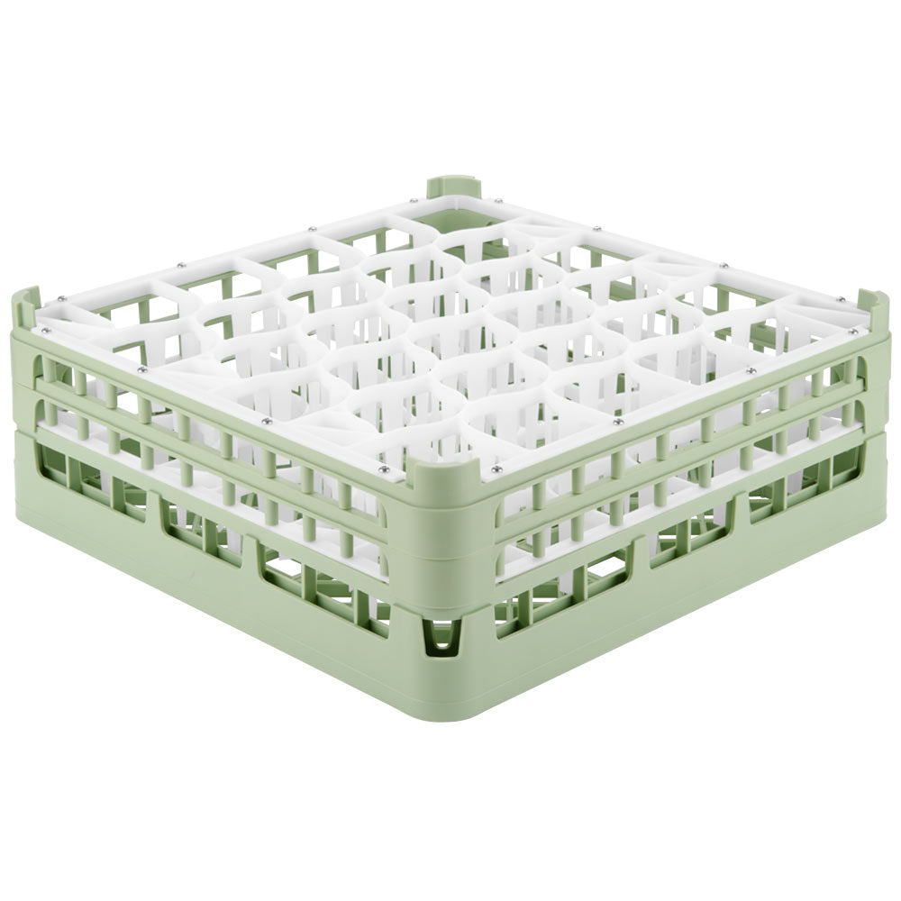 Signature Lemon Drop™ 30 compartment rack with tall height in Light Green and top extender in Light Green
