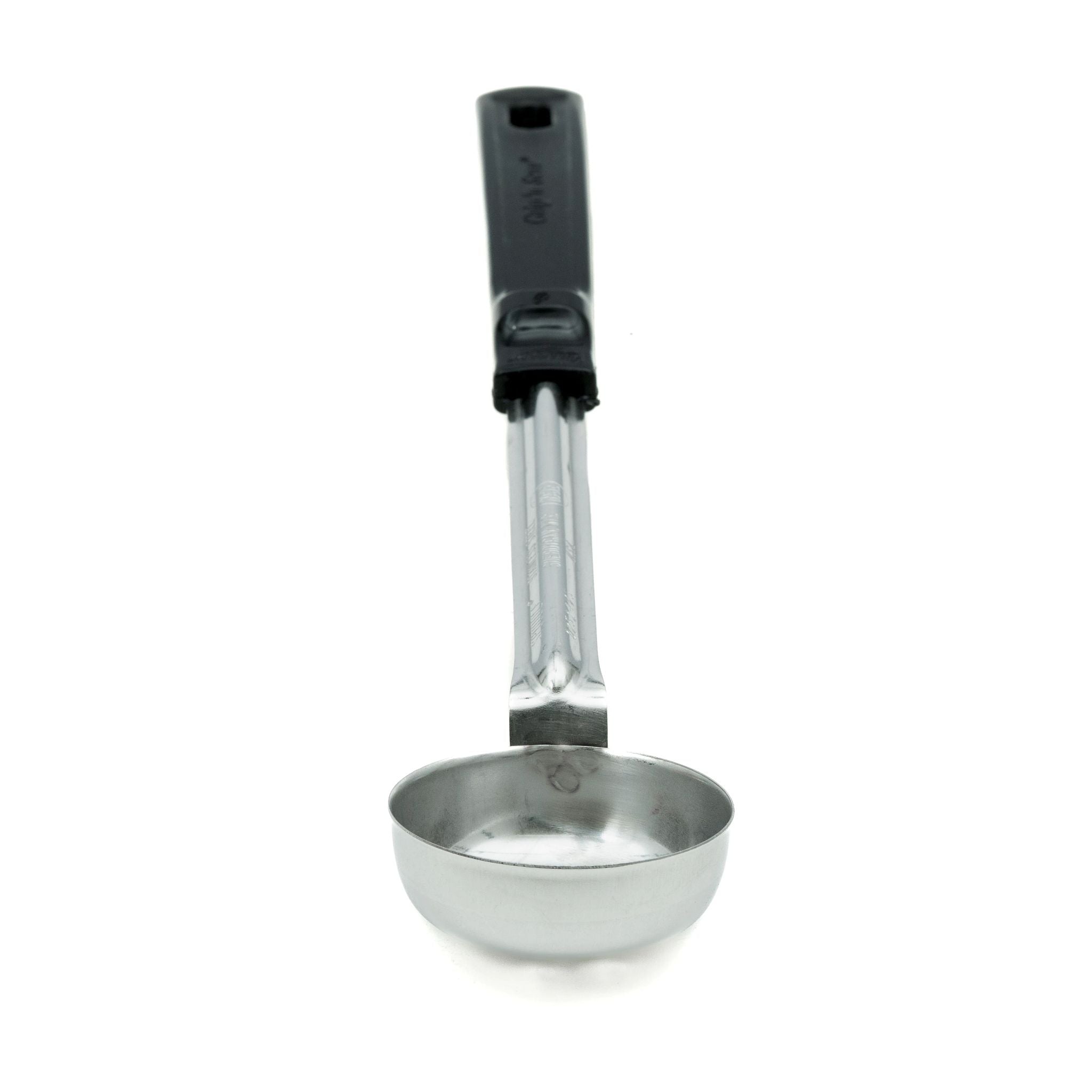 2 oz. Perforated Round Spoodle® Utensil with Black Grip 'N Serv® Handle
