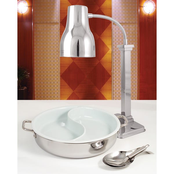Single Heat Lamp 250W Adjustable Neck Stainless Steel Polished