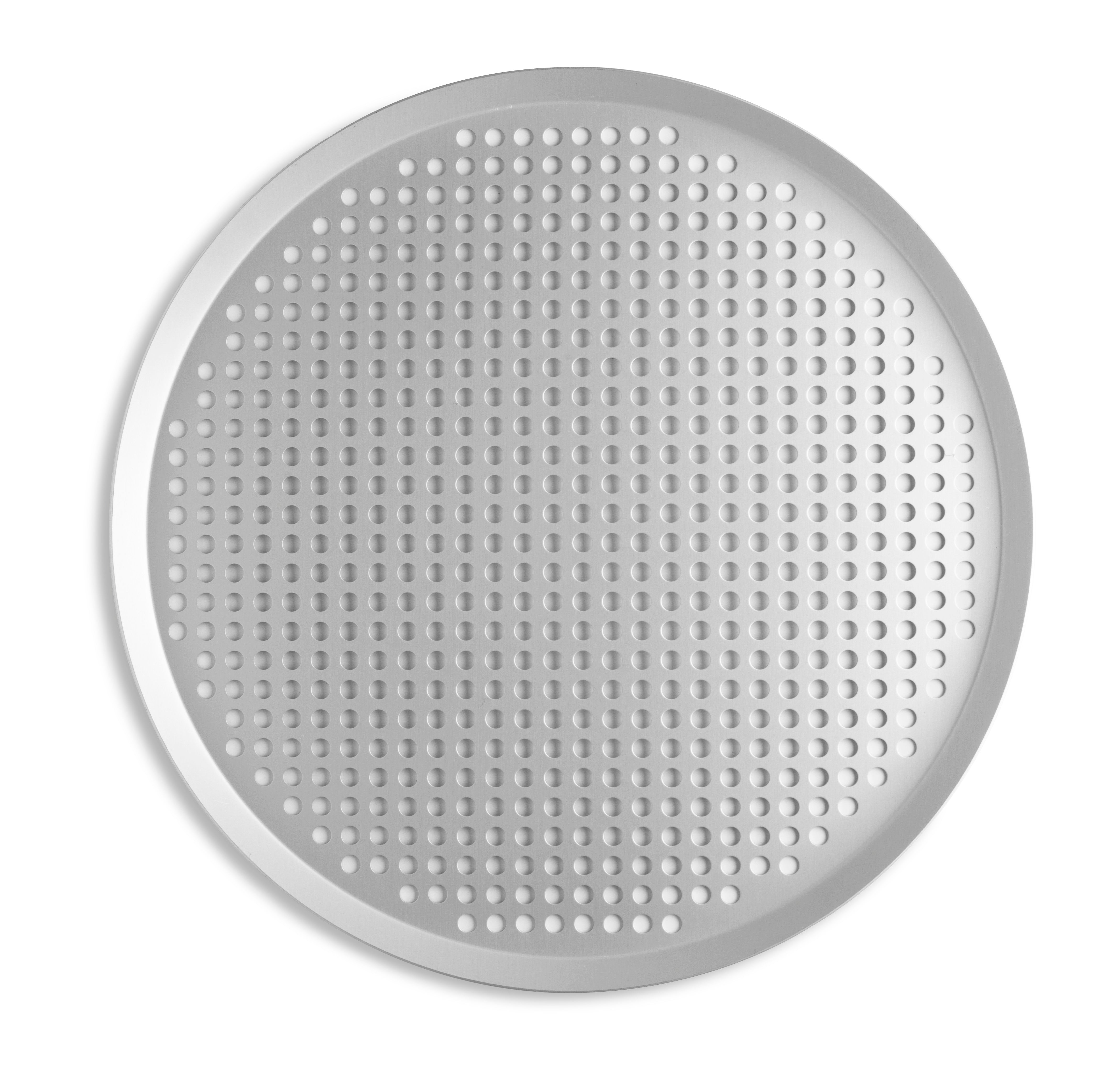 18" Extra-Perforated Press-Cut Pizza Pan with Clear Coat Anodized Finish