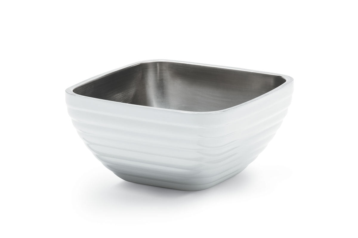 8.2-quart Square Colored Double-Wall Insulated Serving Bowl in Pearl White