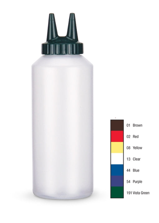 Traex® Color Configurable Squeeze Dispensers - Standard bottle opening / Bottle Color-Clear / Top Color-Blue