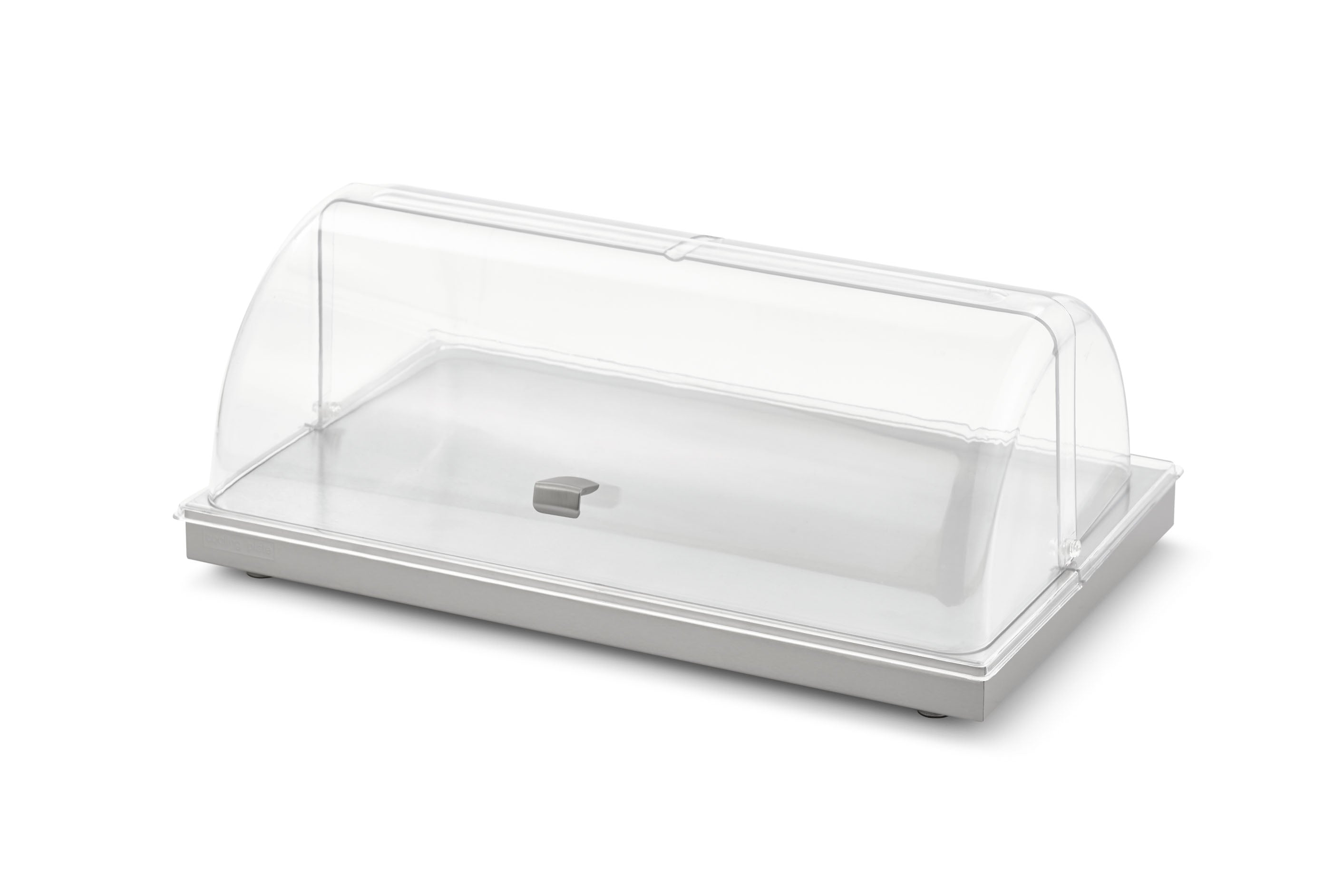 Full-size acrylic rolltop cover for cubic display cutting board or display platter