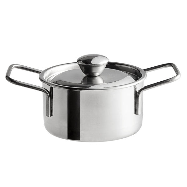 10.3 oz. Mini Round Stainless Steel Casserole Dish with Handles and Lid