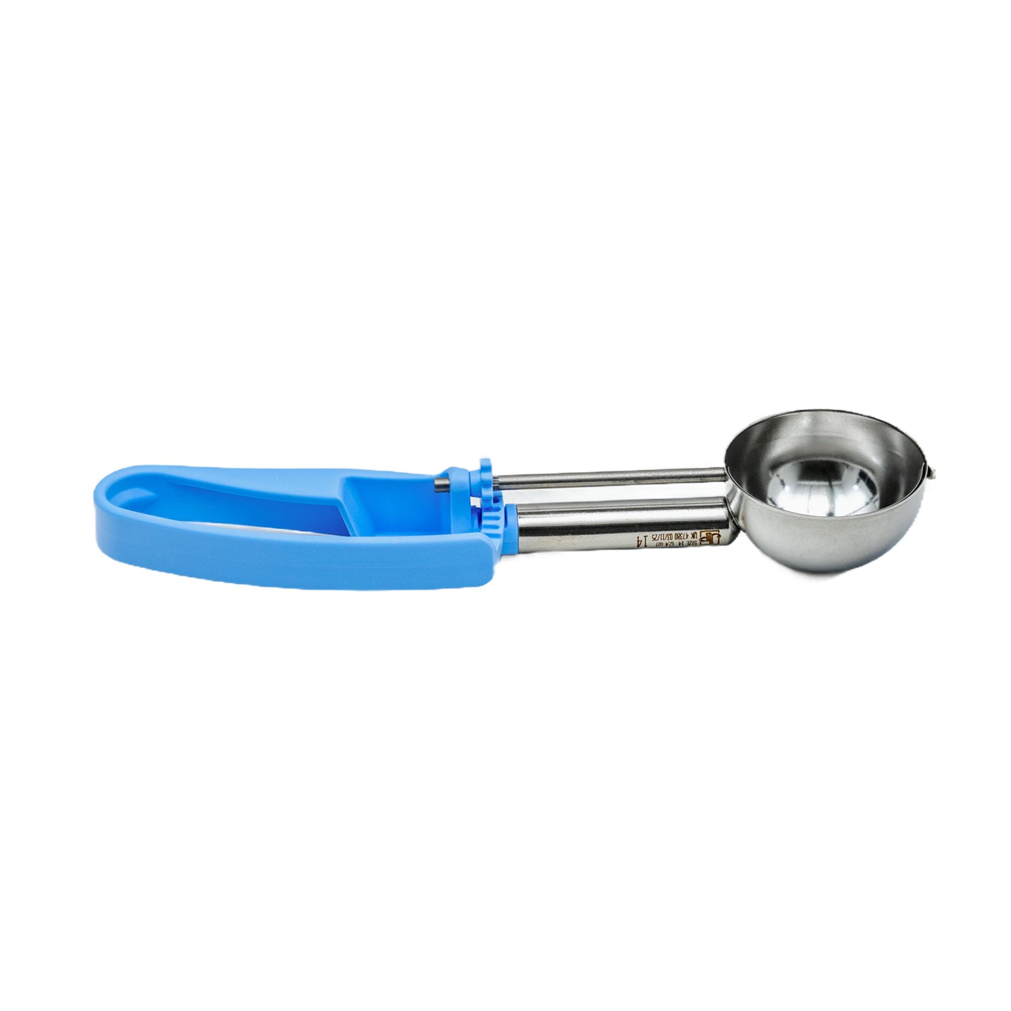 2.4 oz. Extended-Length Disher with Sky Blue Squeeze Handle