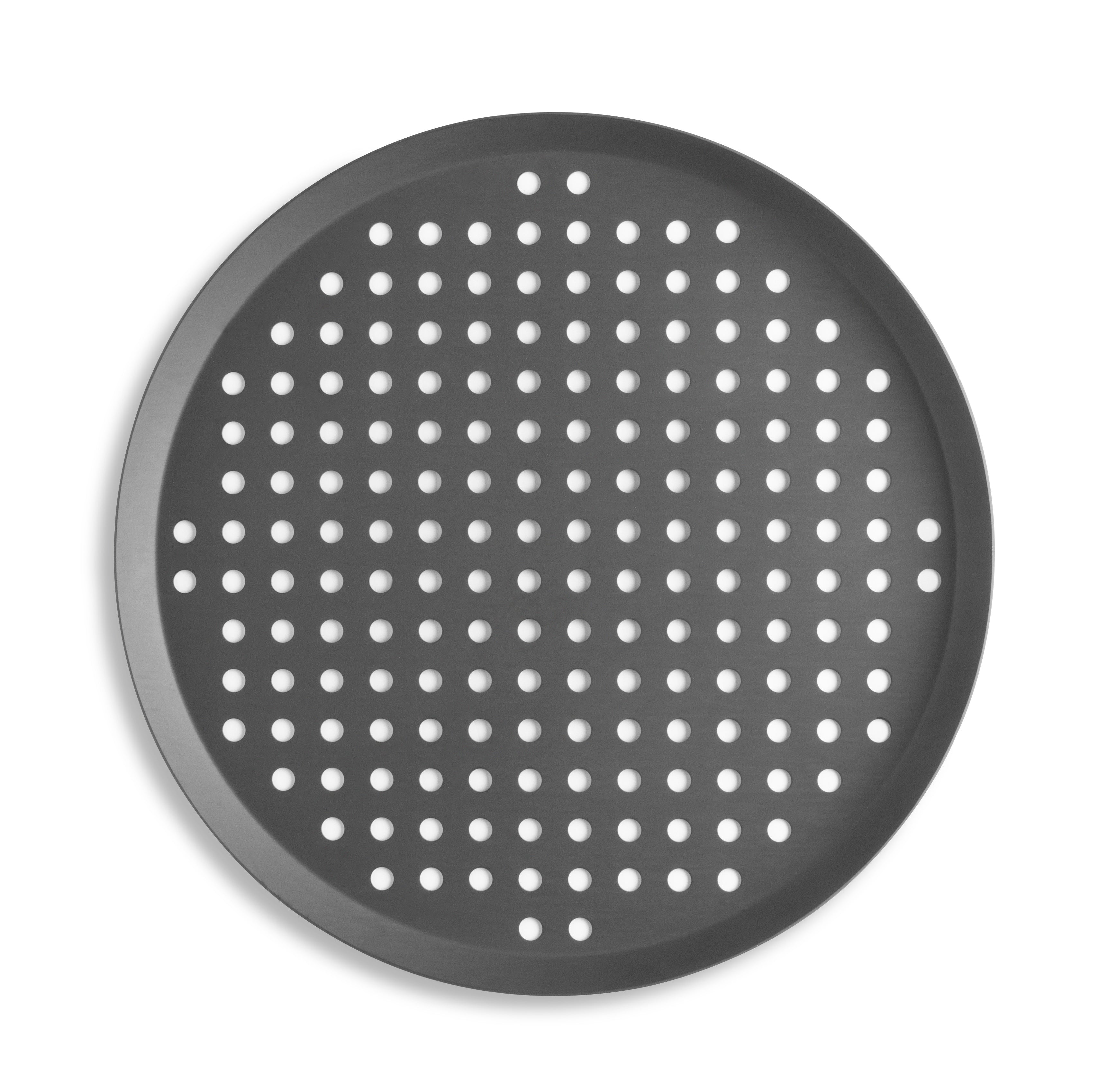 12" Perforated Press Cut Pizza Pans with Hard Coat Anodized Finish